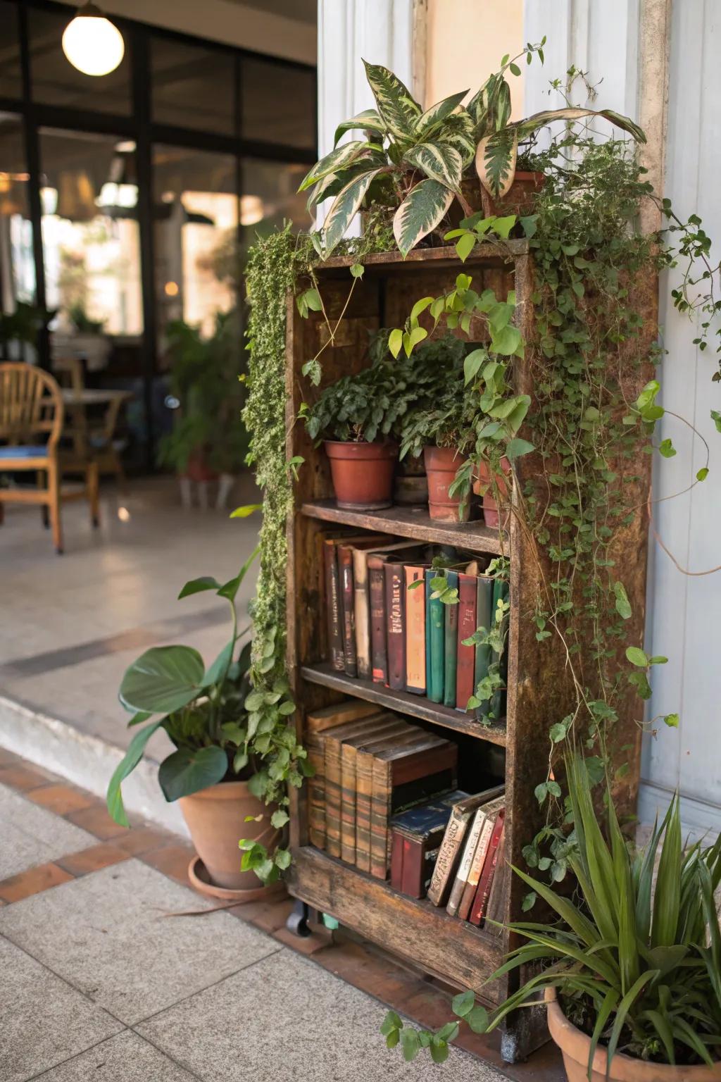 Transform an old bookcase into a plant paradise.