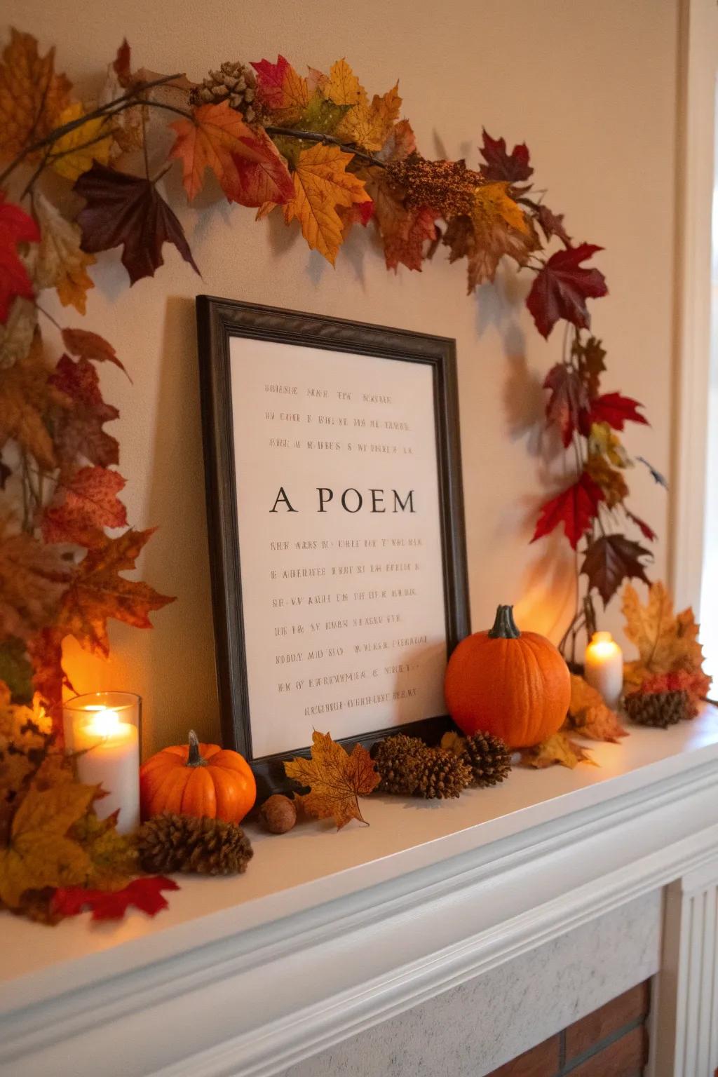 Poems are kept current and interesting by seasonal decorations.
