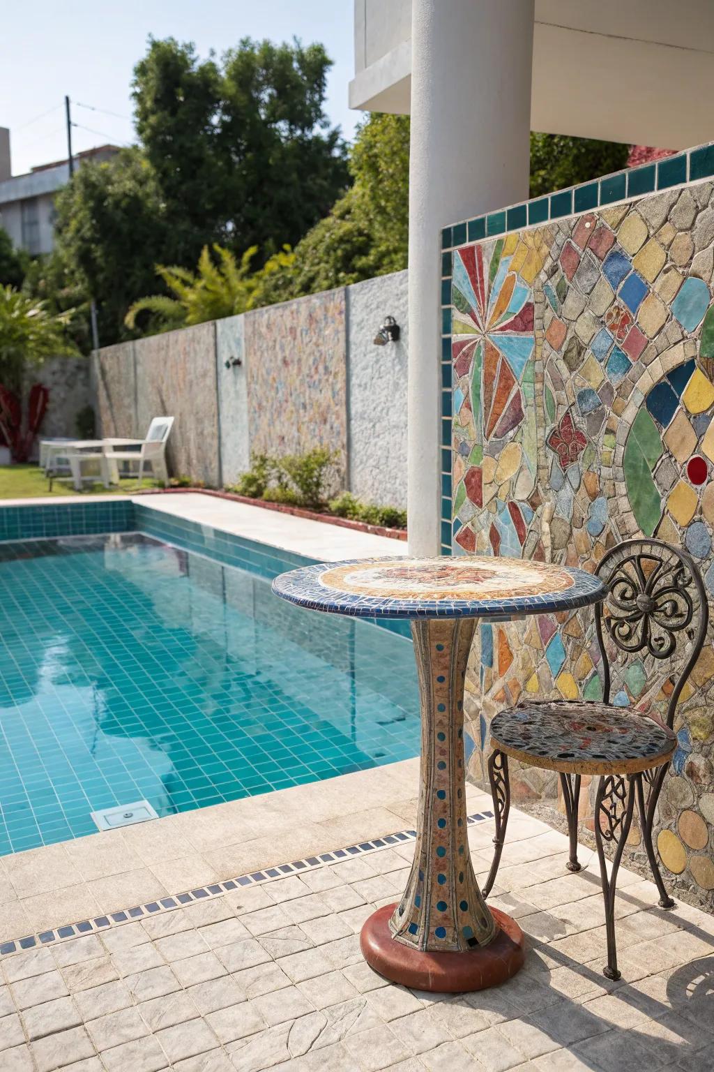 Tessellated tiles provide a colorful and artistic element to your poolside style.
