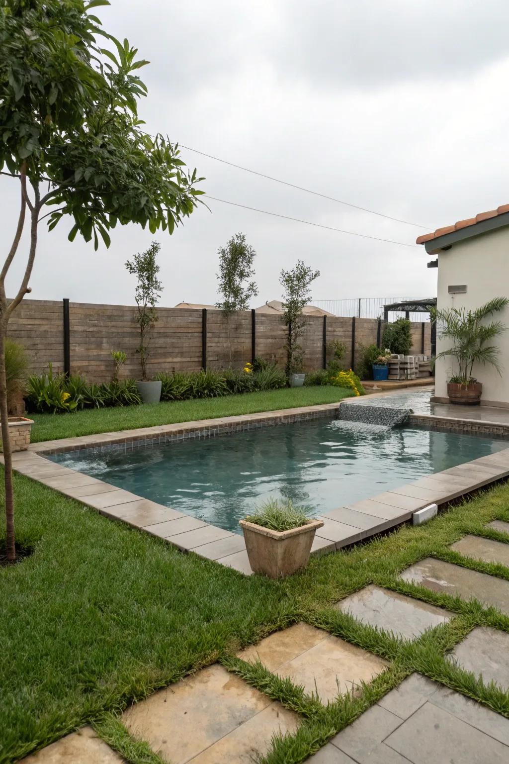 Creature-friendly pool aspects make it enjoyable for the whole family, including pets.