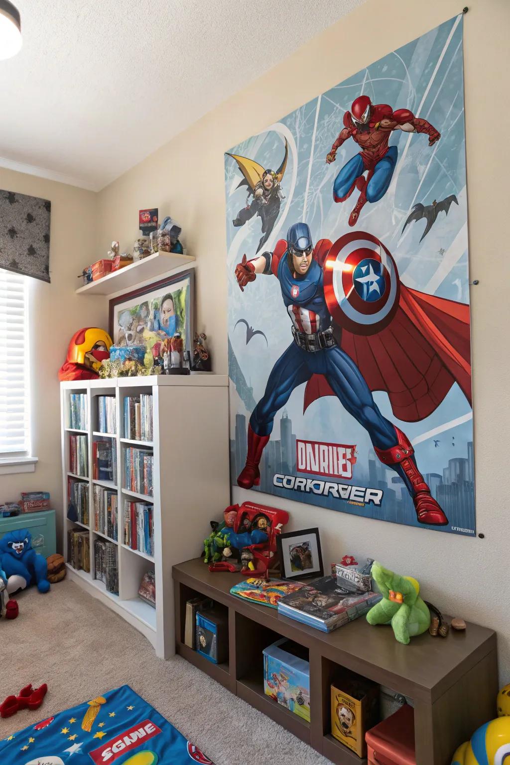 A superhero poster inspiring bravery and imagination.