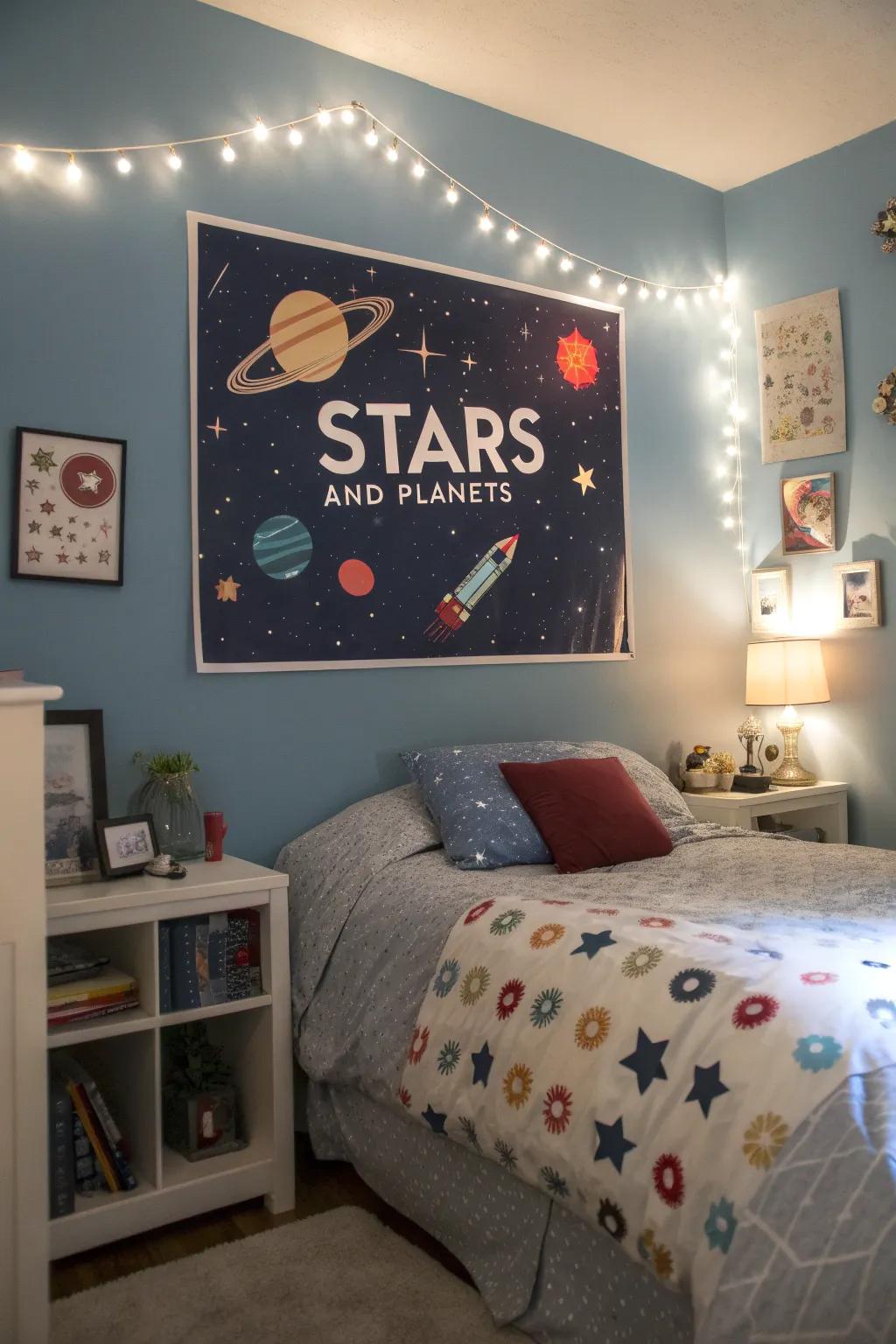 A celestial name poster forging a magical bedtime vibe.