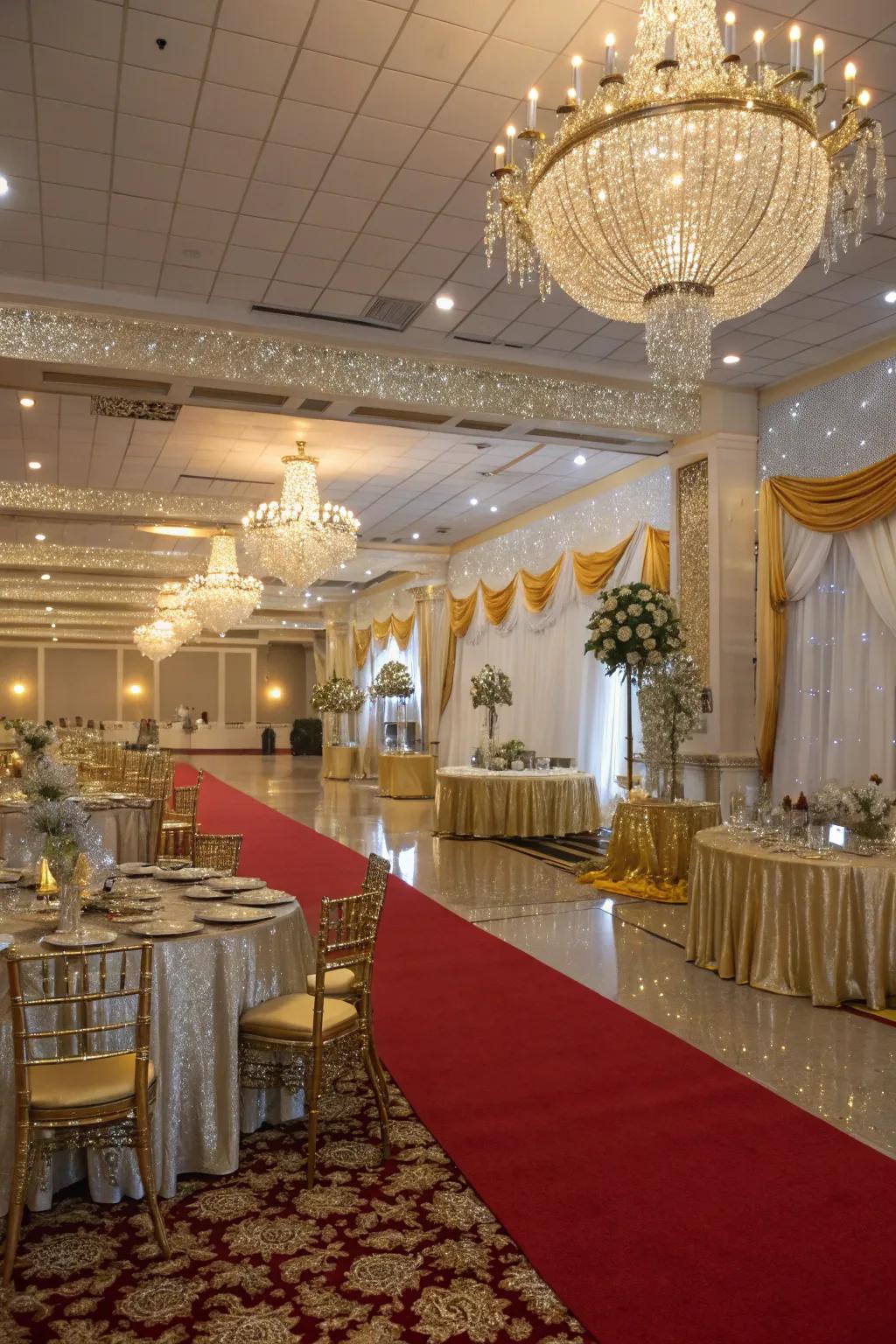 Accomplish sophistication utilizing glamorous gilded and silvered features.
