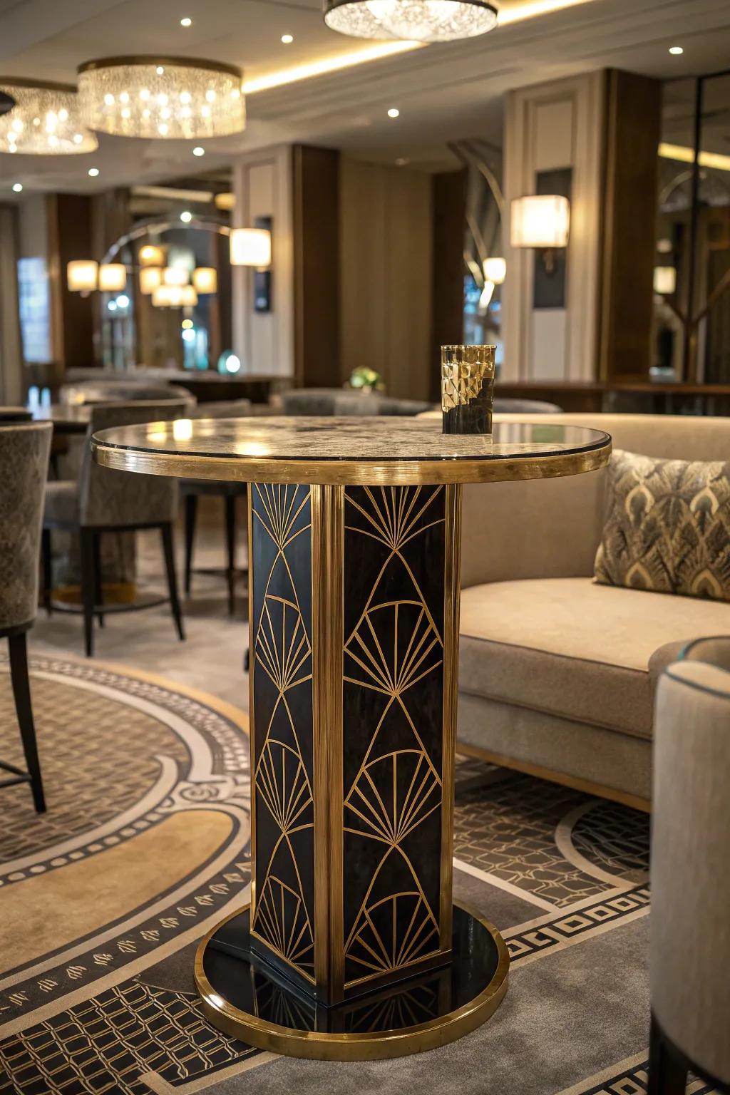 Glamour and sophistication embodied in Art Deco pub tables.