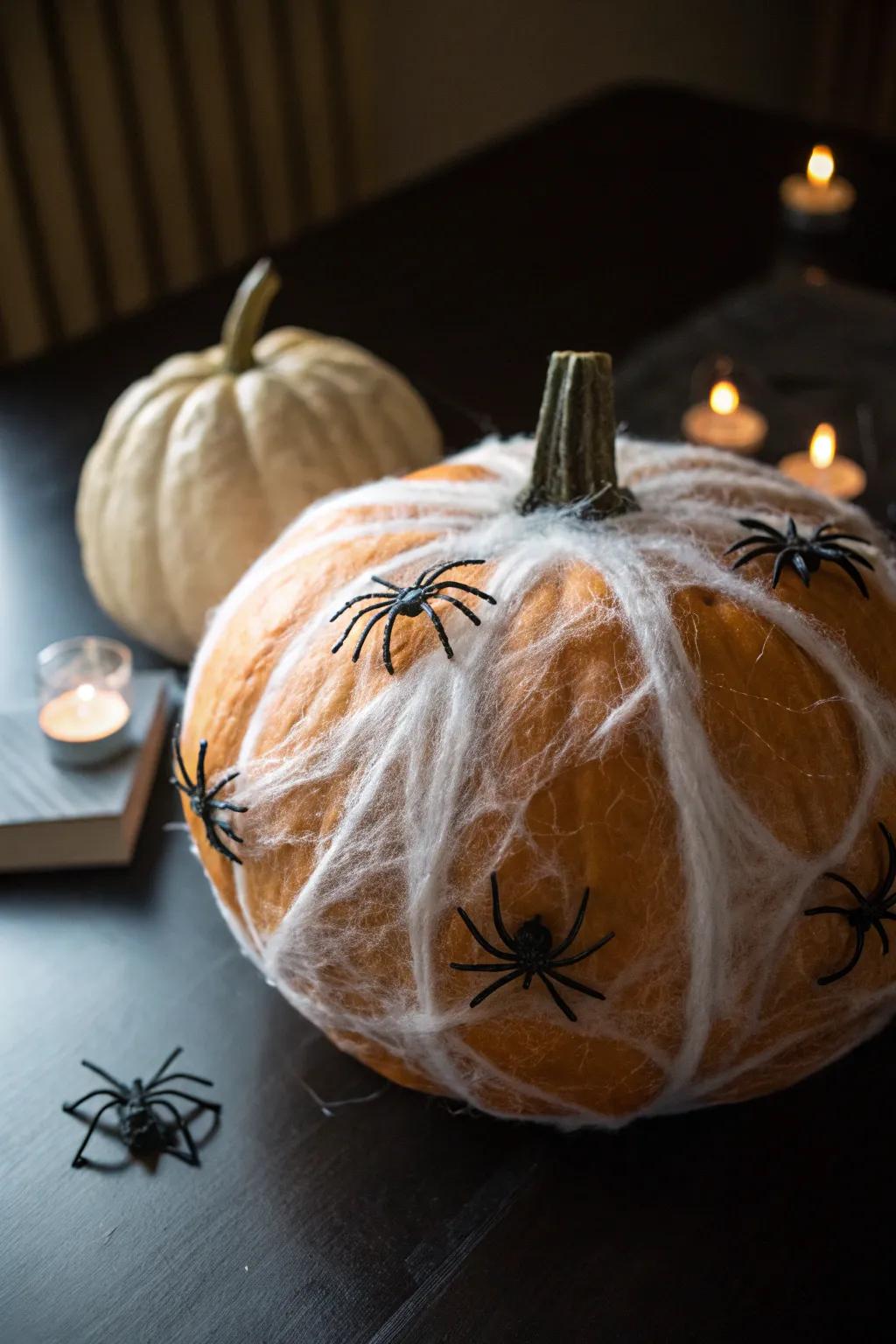 Spider web pumpkins are a timeless Halloween classic.
