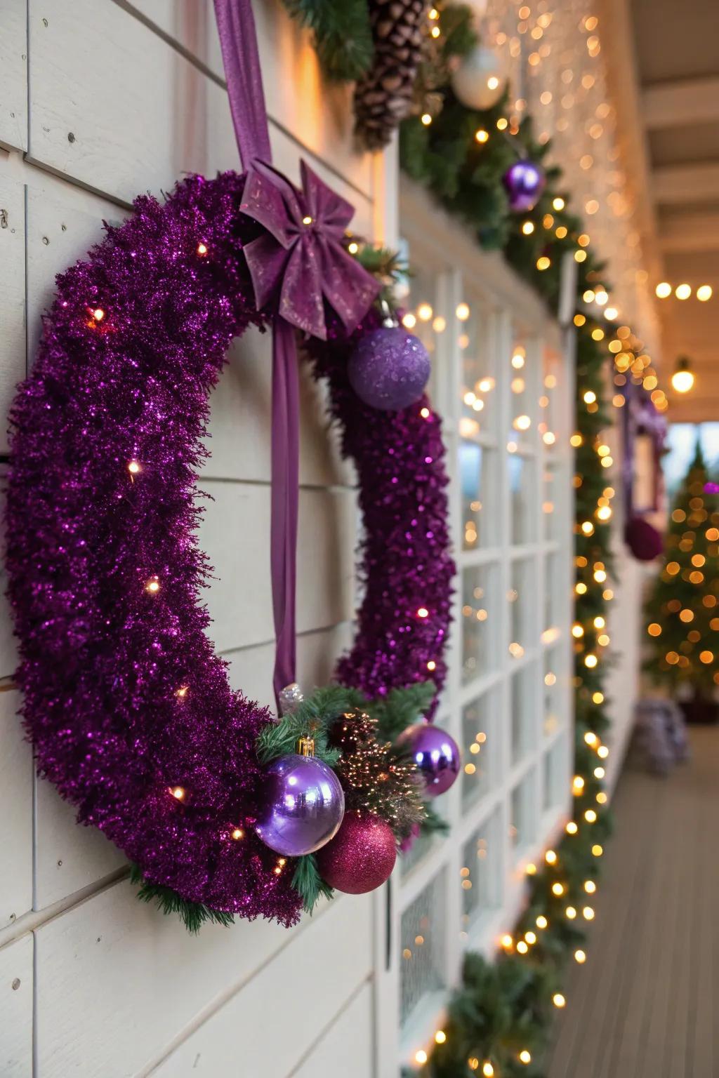 Lila glimmer introduces a magical sparkle to festive decorations.