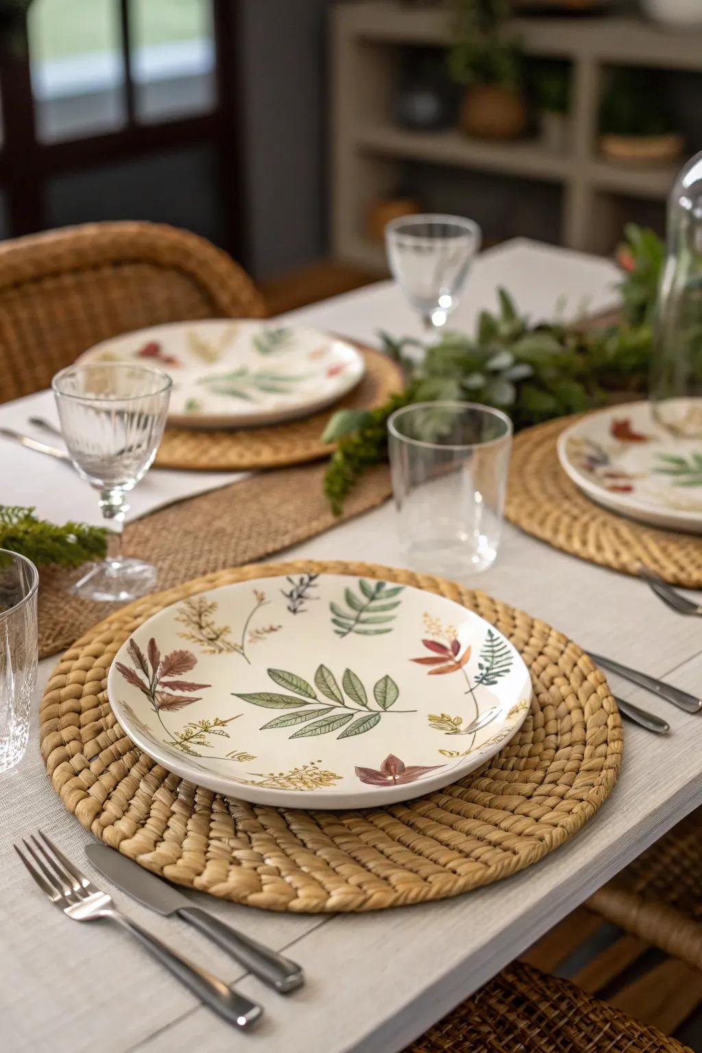Elevate your dining experience with jungle-styled table settings.
