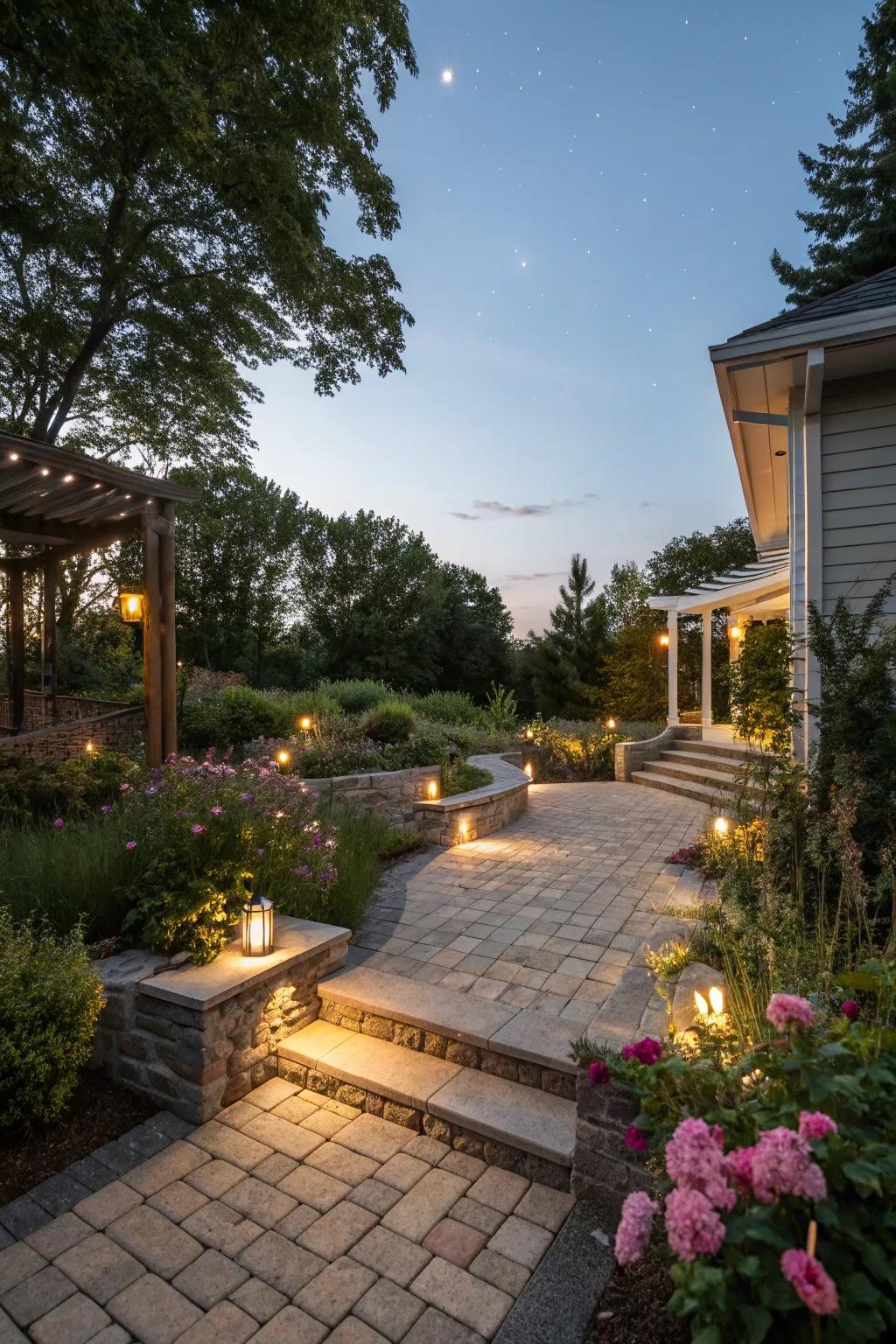 Walkway lighting introduces safety and ambiance.