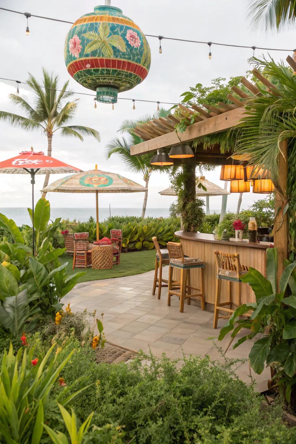 Exotic auras engender a spirited and joyous patio.