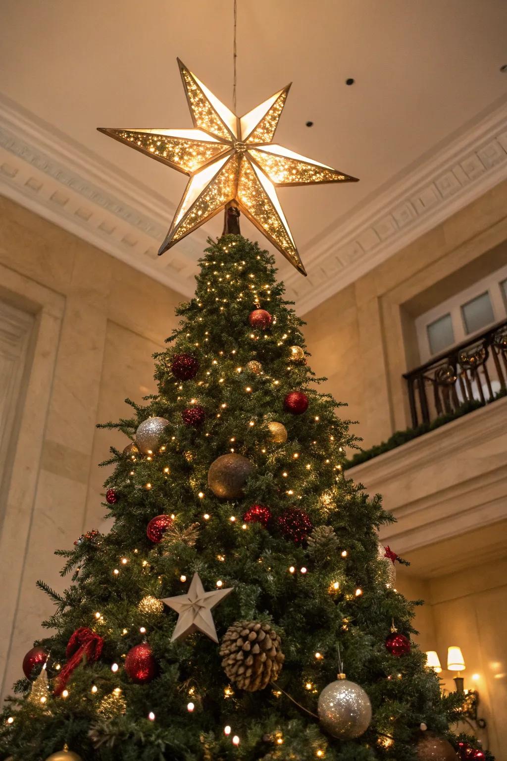A statement tree topper contributes the ideal finishing flourish.