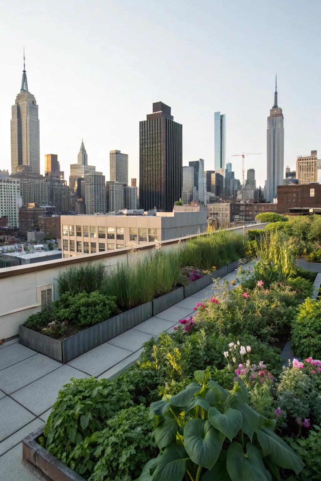 Verdant roofs transport nature and sustainability to urban abodes.