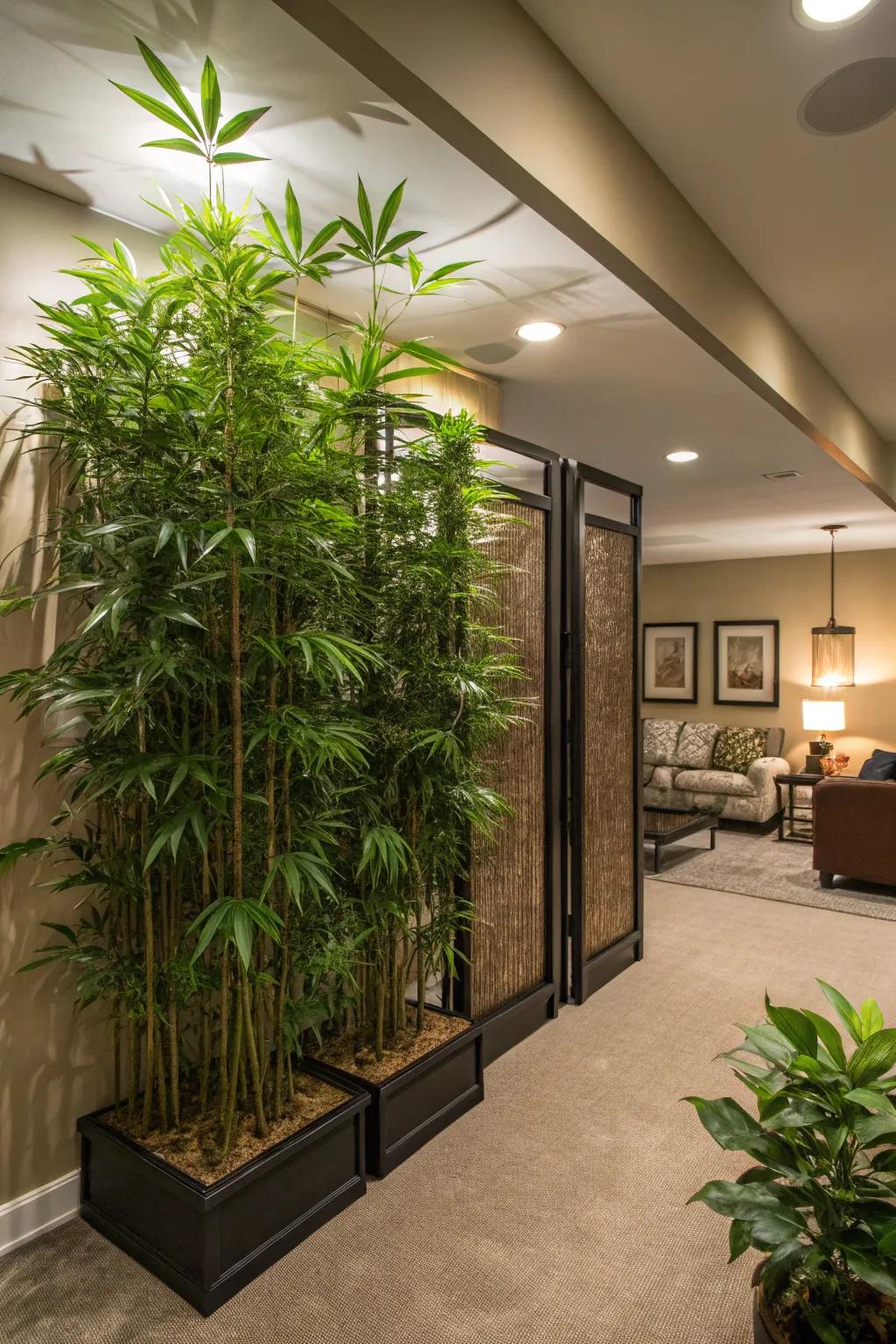 Plants make beautiful and natural room dividers.