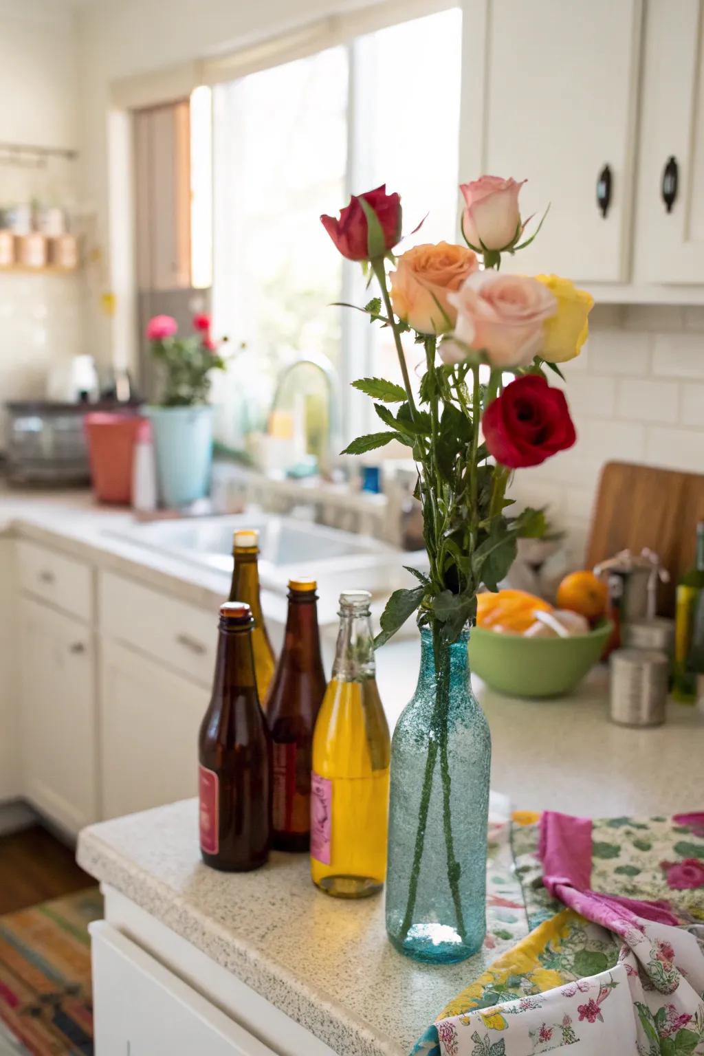 Playful and creative by way of an eclectic bottle assortment.