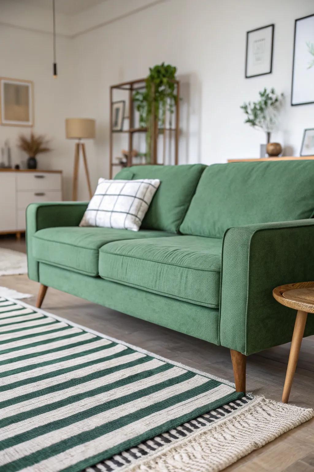 Banded carpets deliver a sleek and minimalist aesthetic.