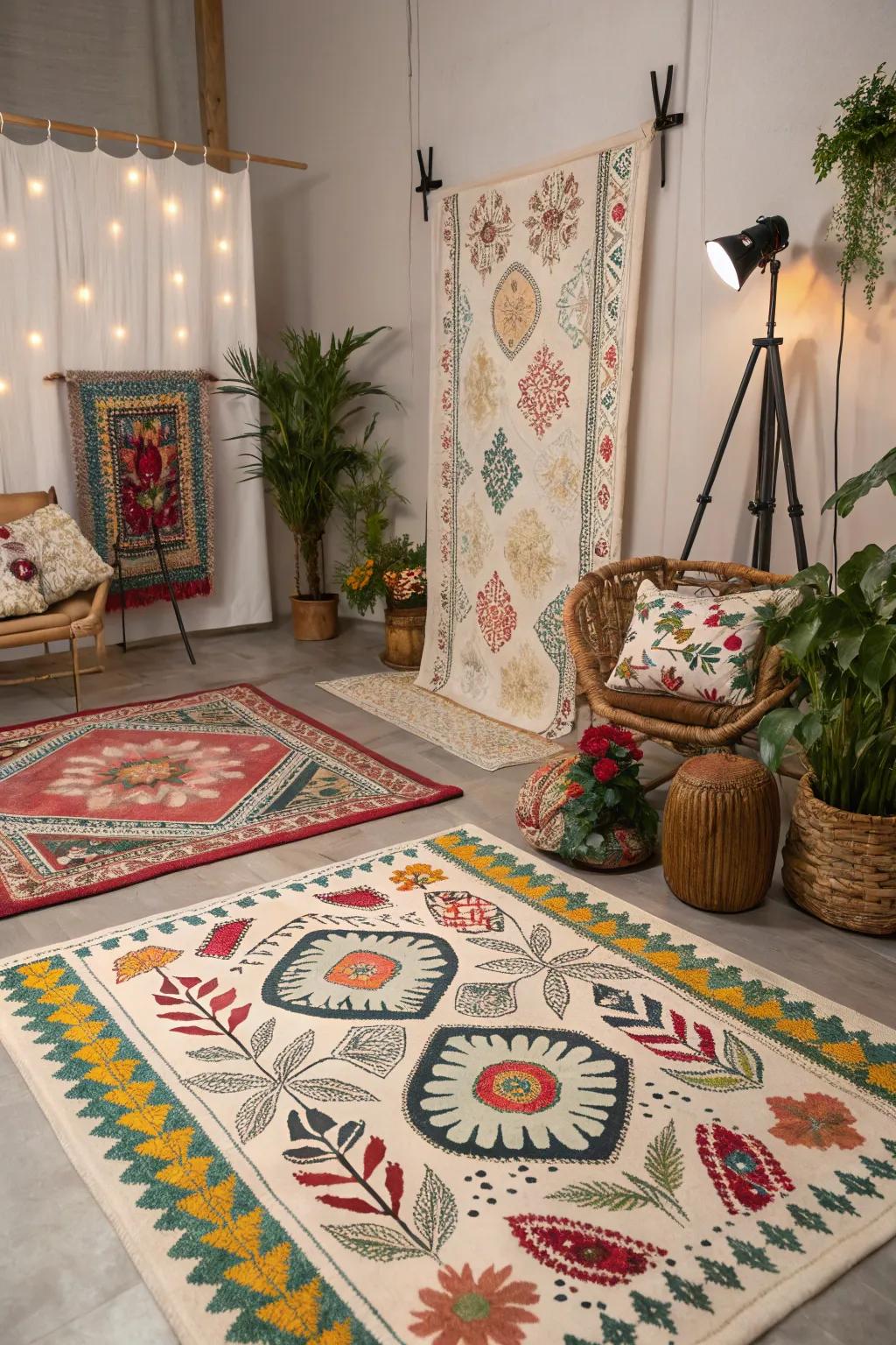 Eclectic rug designs can inject playfulness into your decor.