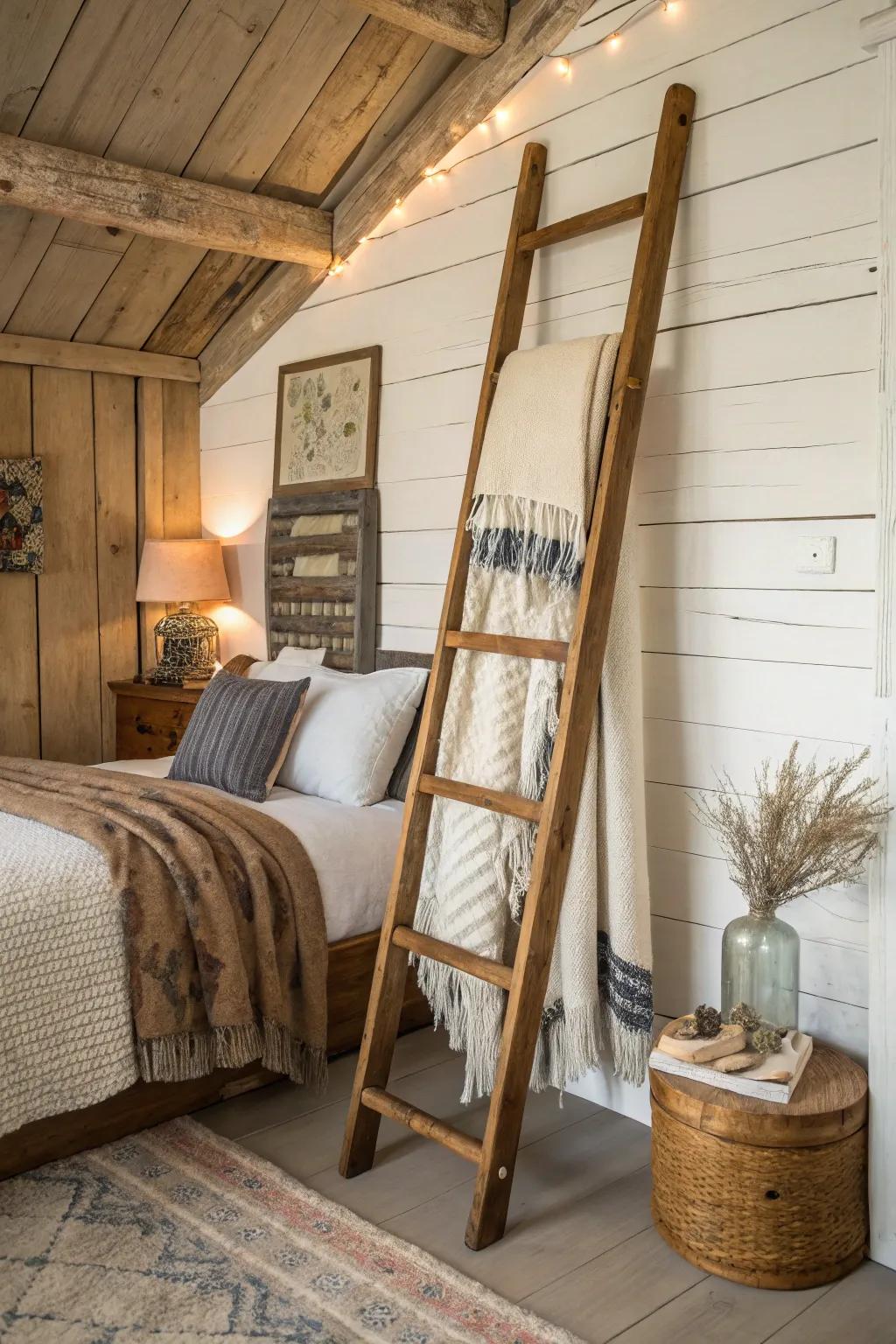 This antique bedroom gains character from refurbished furniture.