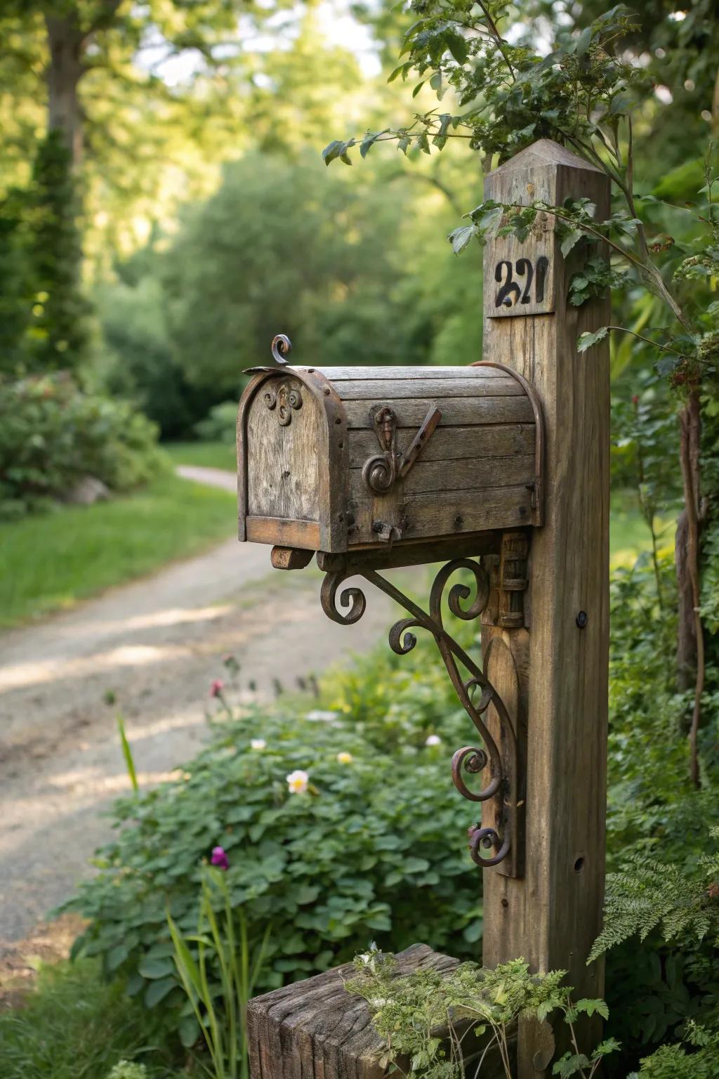 Vintage fixtures bestow refinement upon this earth-inspired mail station.