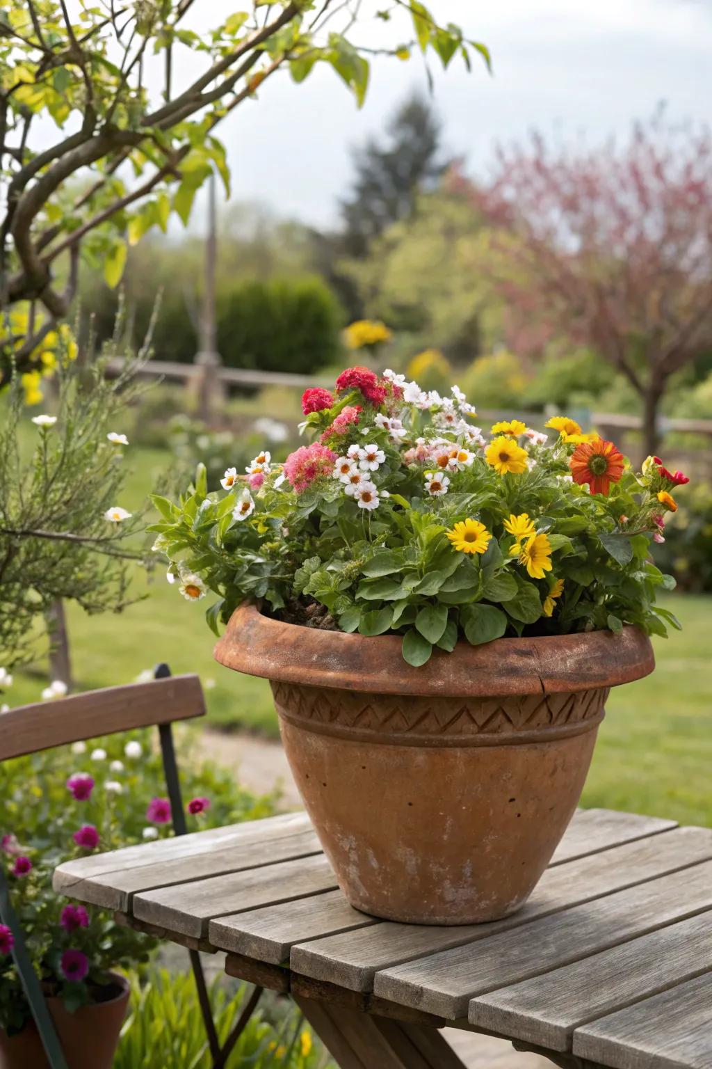 Terracotta pots channel a garden-fresh atmosphere within interior spaces.