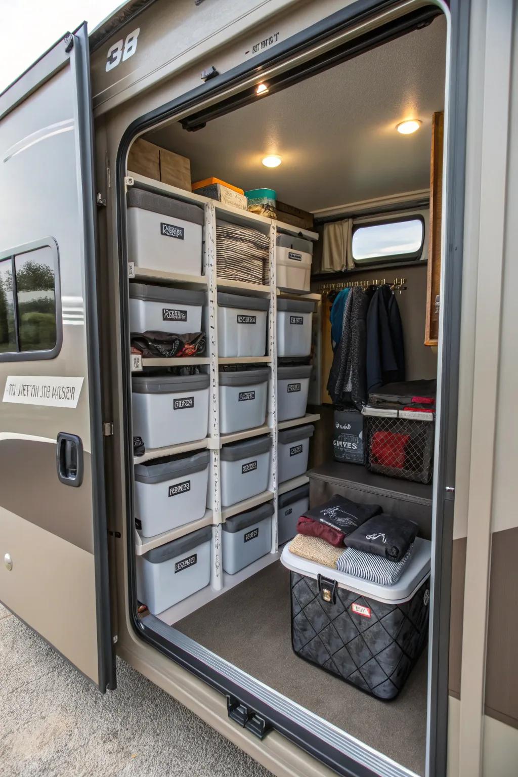 Slide-out bins make it easier to get to deep storage areas.