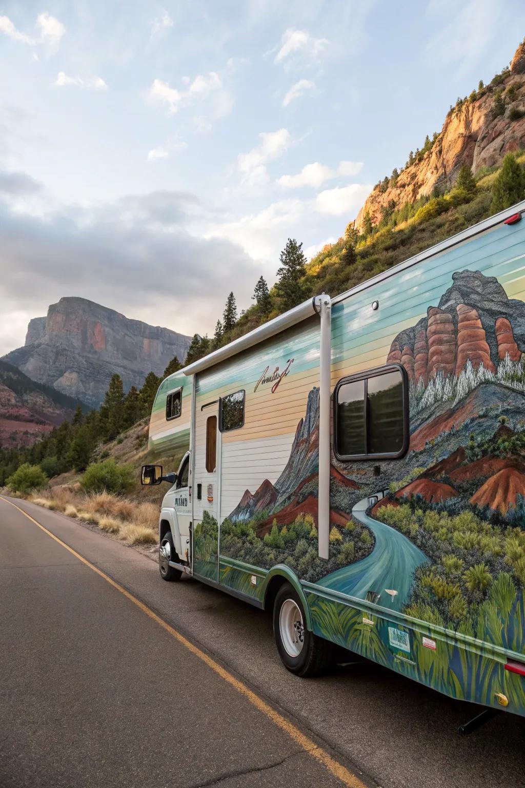 Painted canvas siding turns your RV into a mobile work of art.