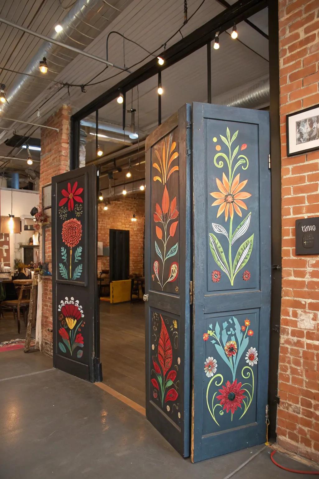 Artistic flair through custom painted saloon doors.