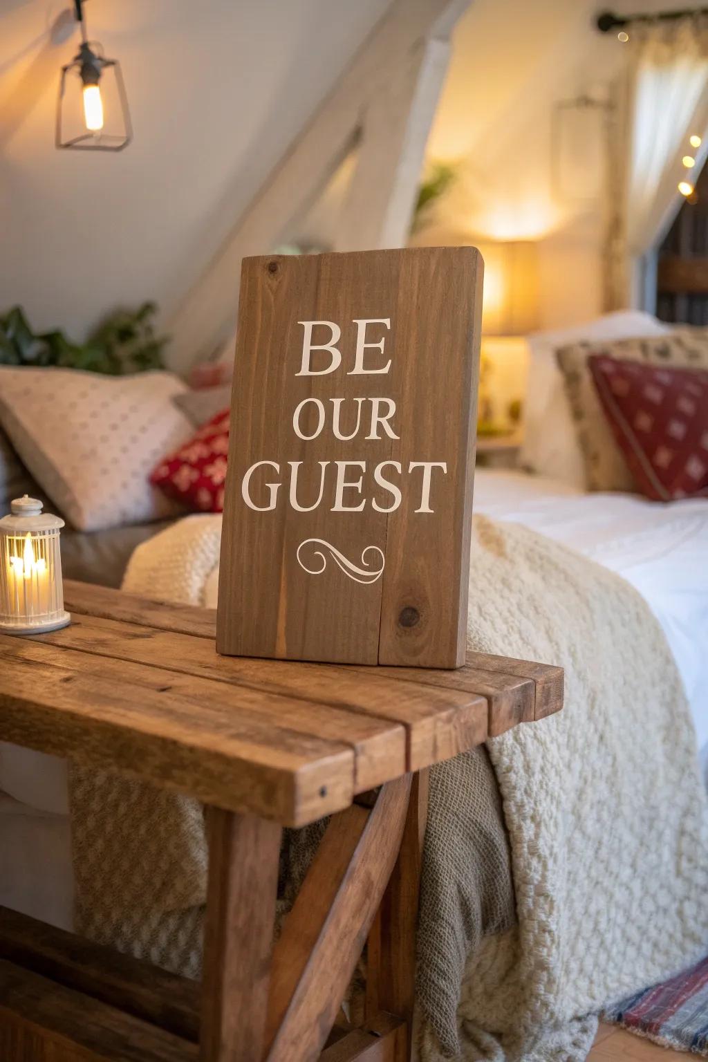 Create a welcoming atmosphere with 'Be Our Guest.'