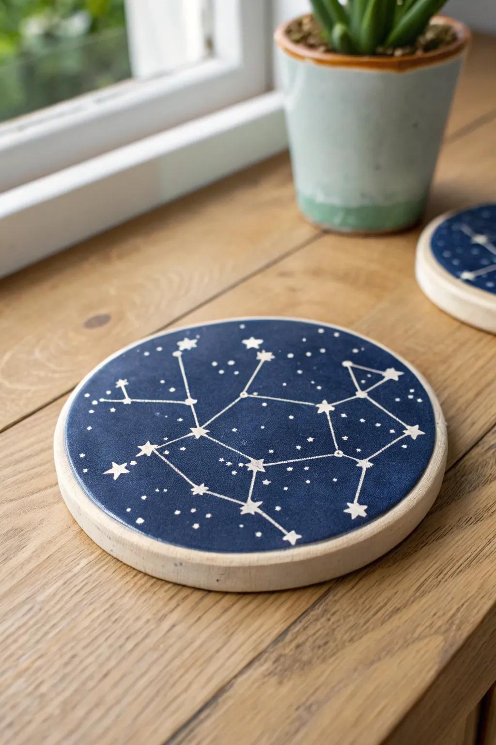 Elevate your occasional table through the celestial allure of handcrafted constellation coasters.