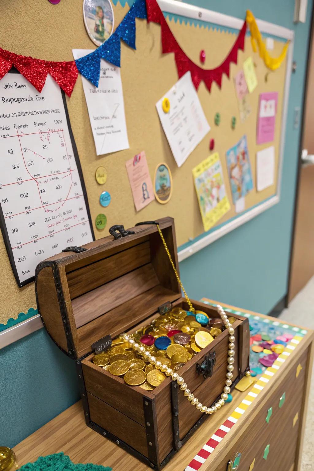 Discover hidden treasures with a whimsical treasure crate theme.