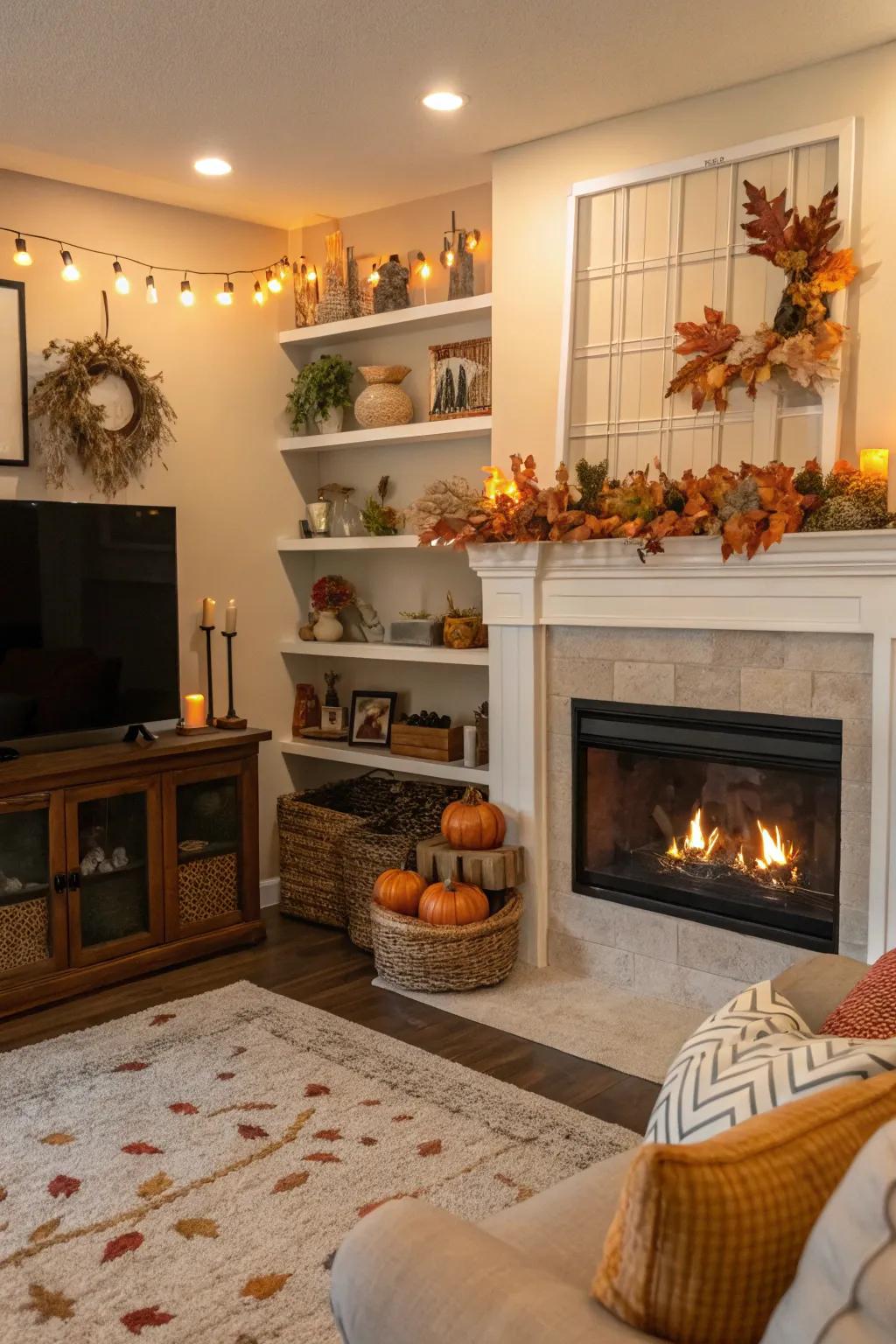 Festive decor keeps the shelves feeling vibrant and timely.