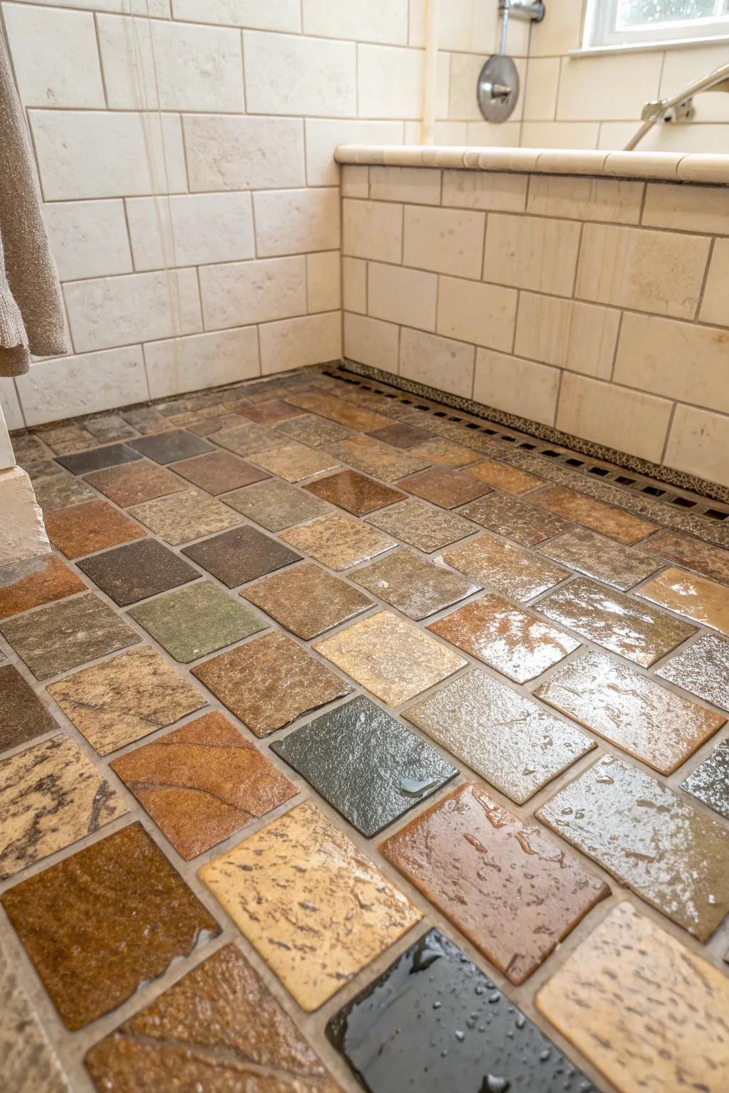 Handcrafted floors imbue your shower with charm and uniqueness.