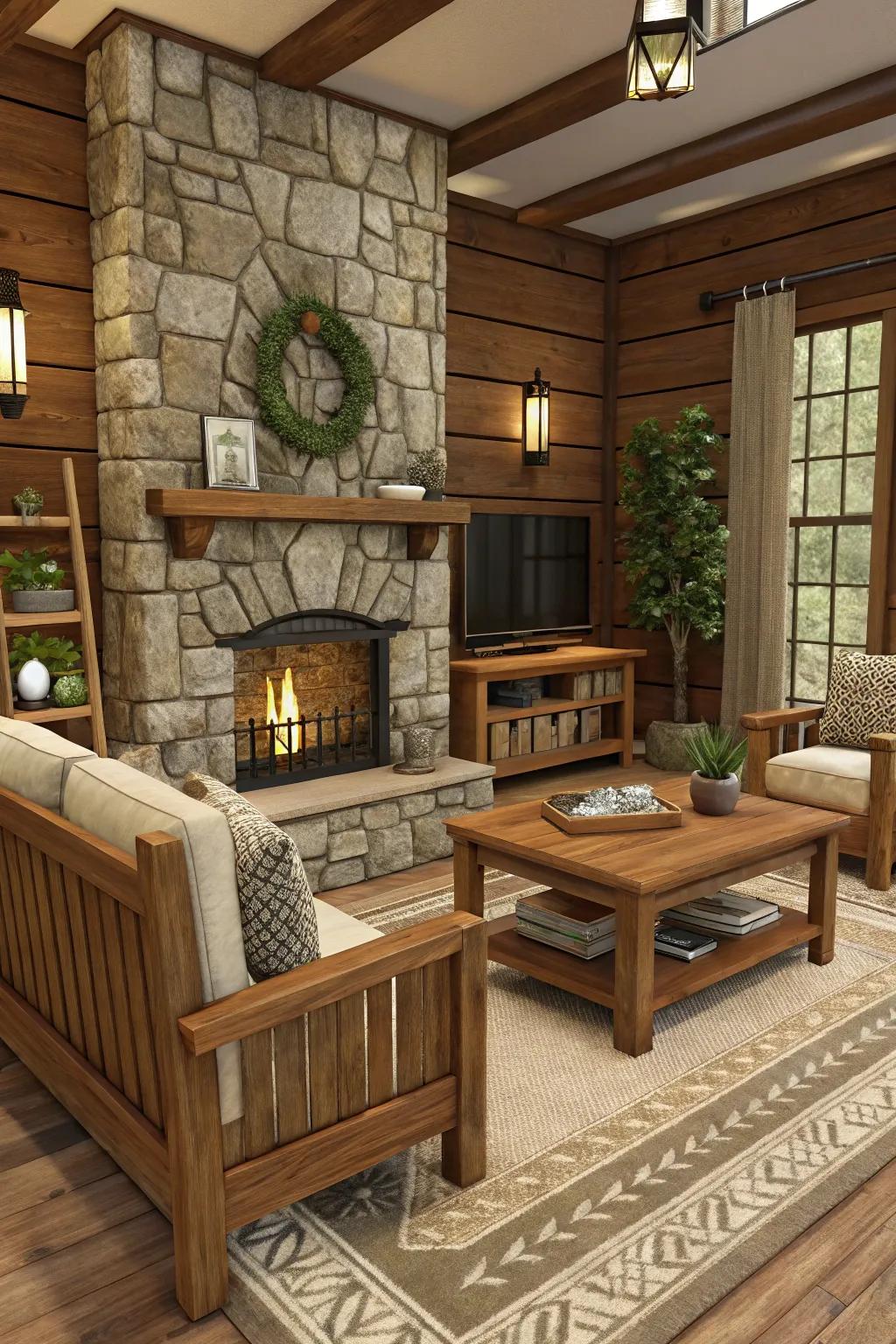 Add warmth with natural textures in your Sims 4 living room.