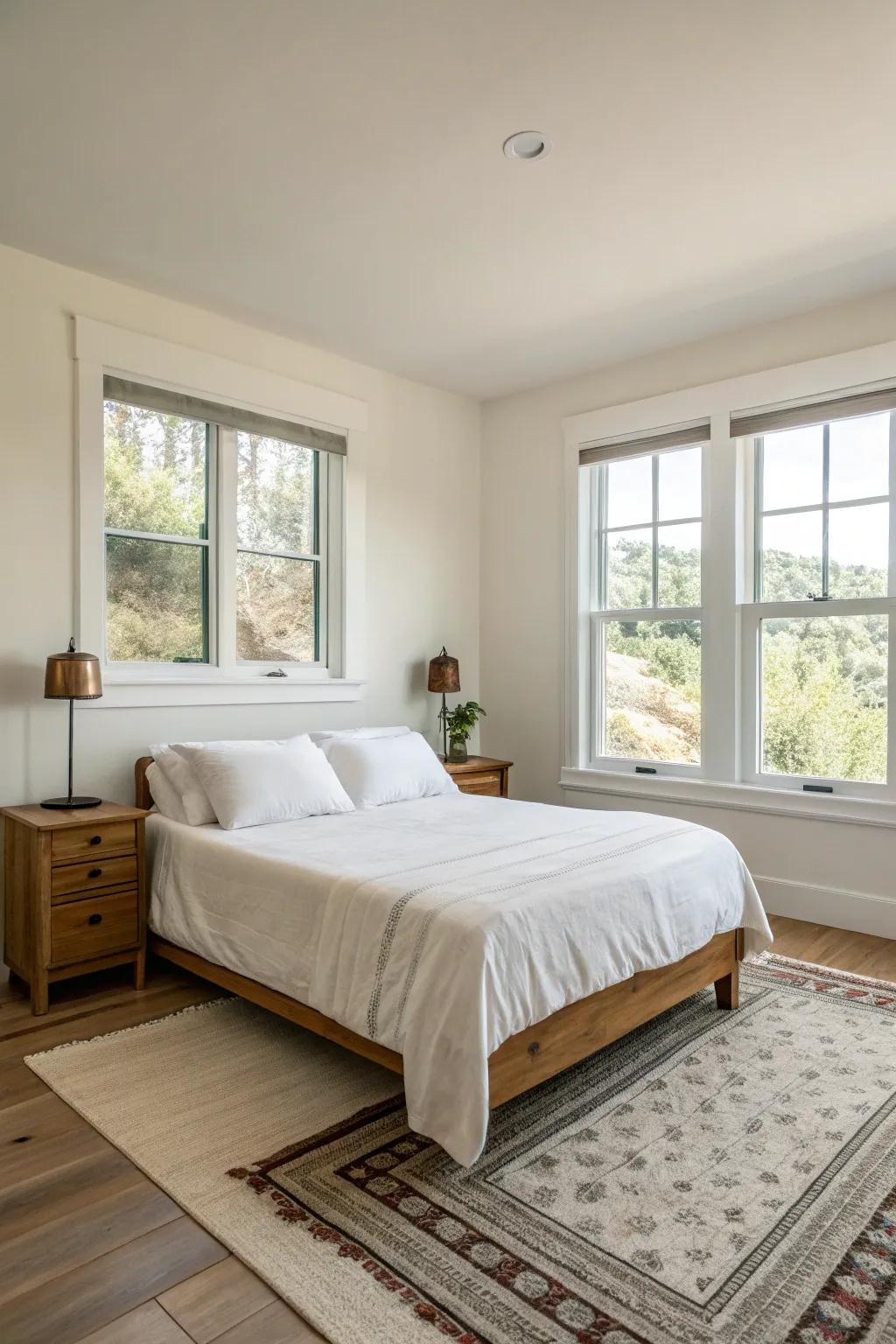A minimalist design results in a calm, neat sleeping space.