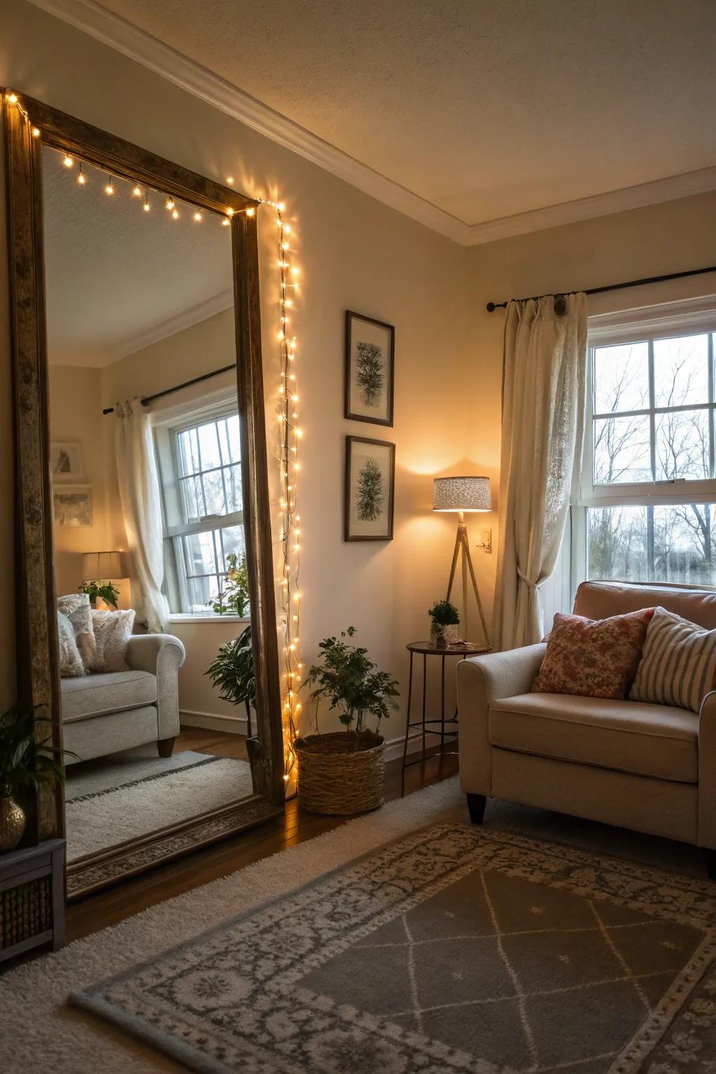 Mirrors enhance light and create the illusion of space.