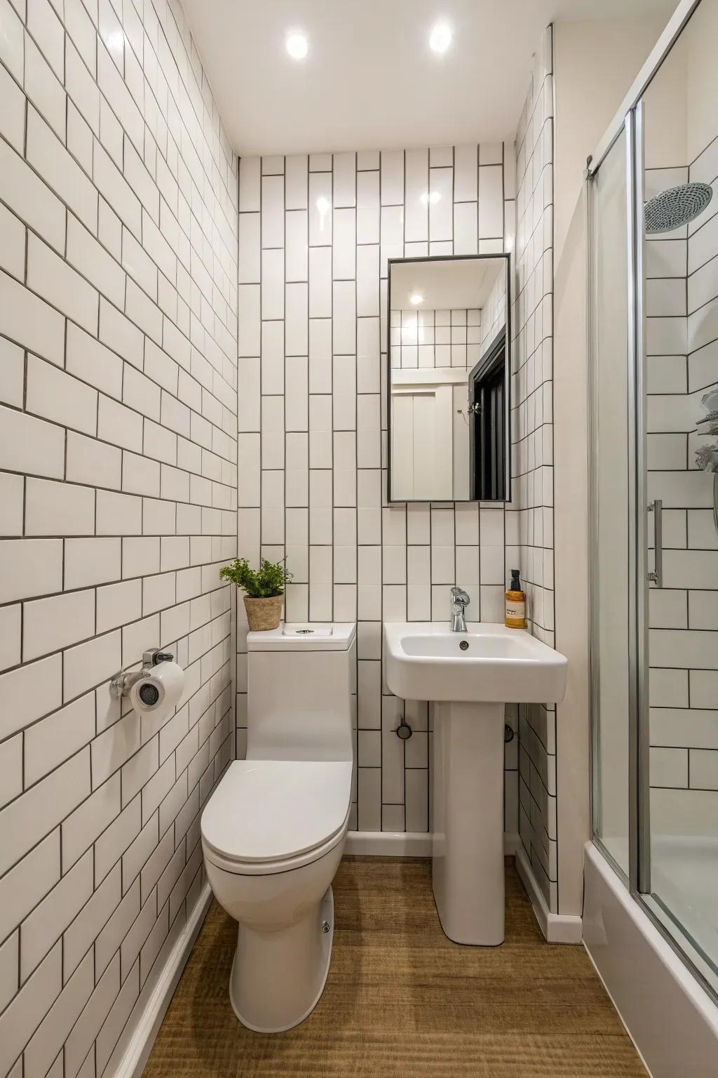 Vertical surface installation enhances ceiling height perception.