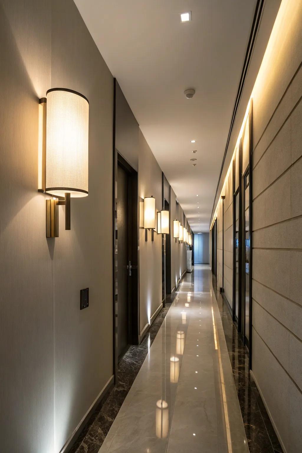 Wall lamps enrich ambiance and style.