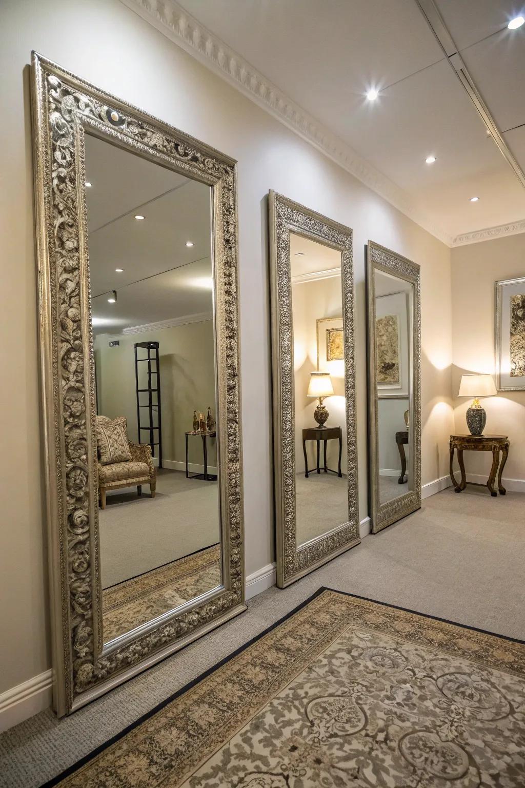 Mirrors have the potential to effectively double the perceived size of a space.