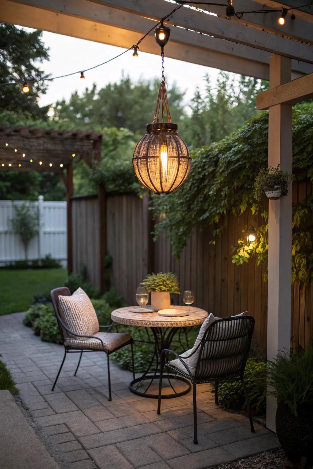 Suspended pendant lights inject character and illumination.