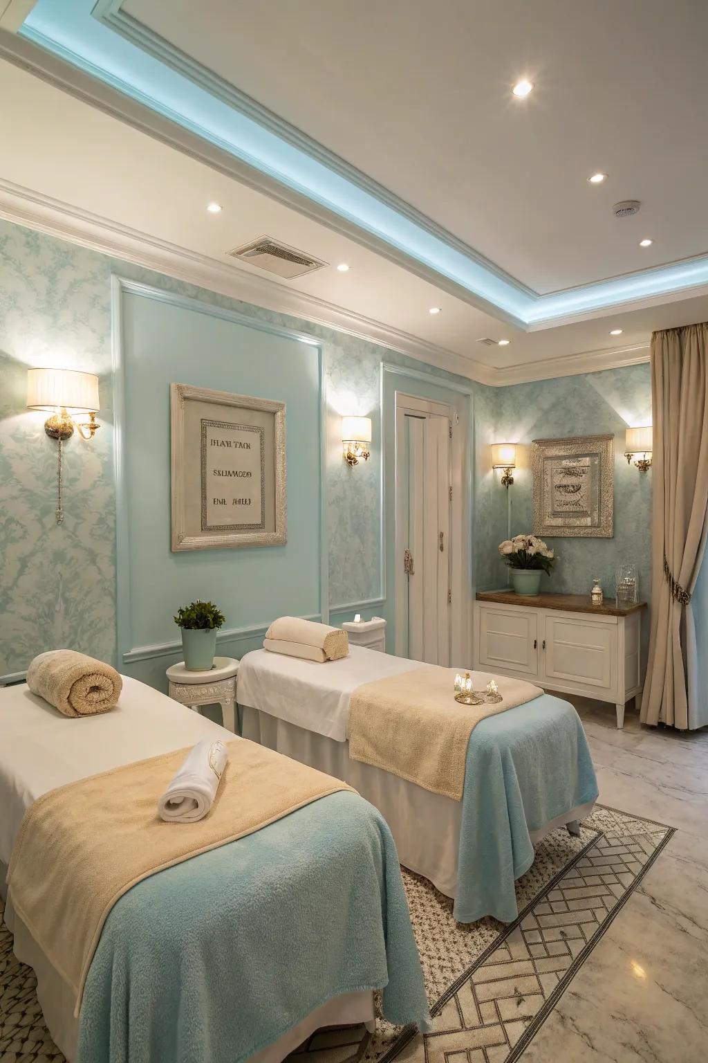 Light color theme in a spa room to enhance space