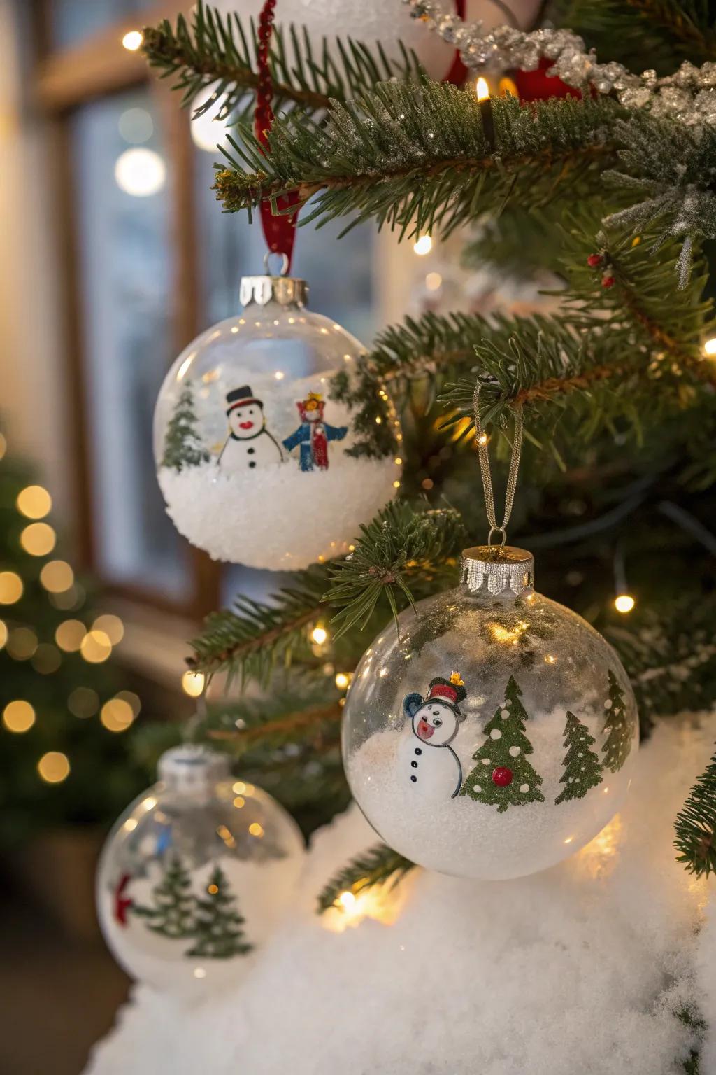 Scaled snowman bulbs impart a captivating sensation to holiday decor.