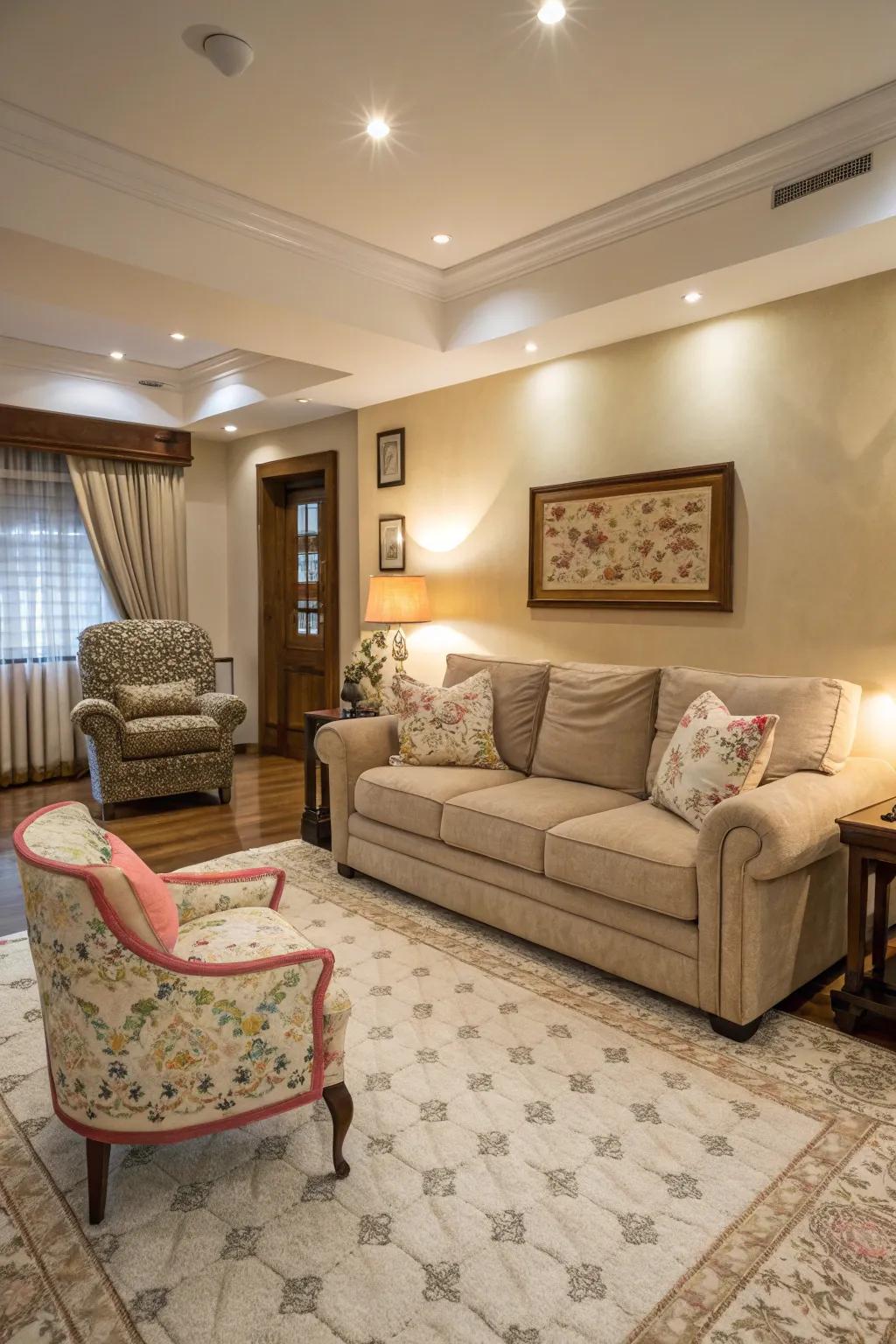 Contrasting sizes bring a playful dynamic to interior decor.