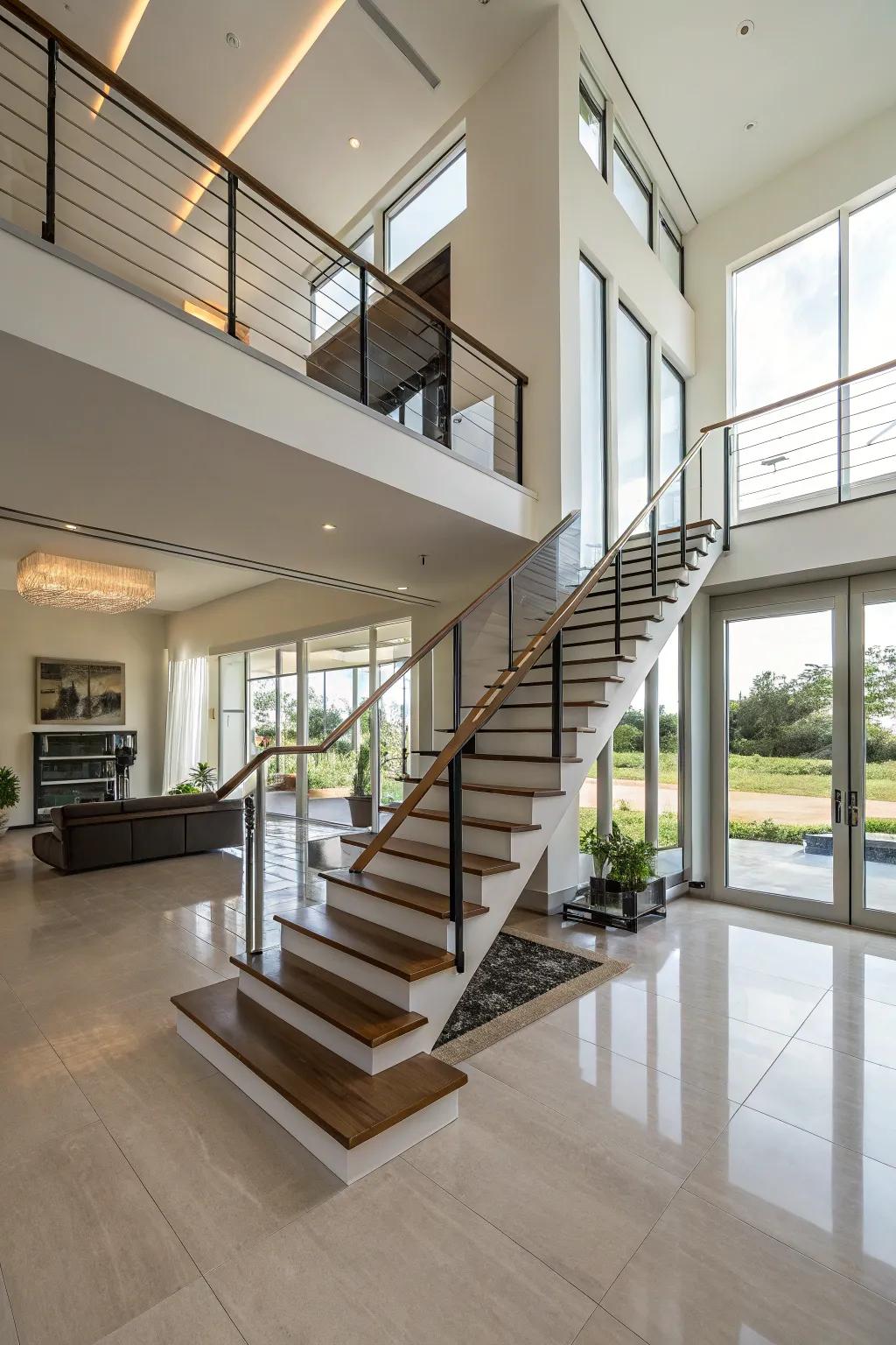 Floating staircases offer elegance and modernity.