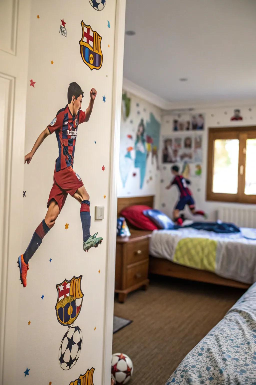 Add a sense of action with sports wall decals.