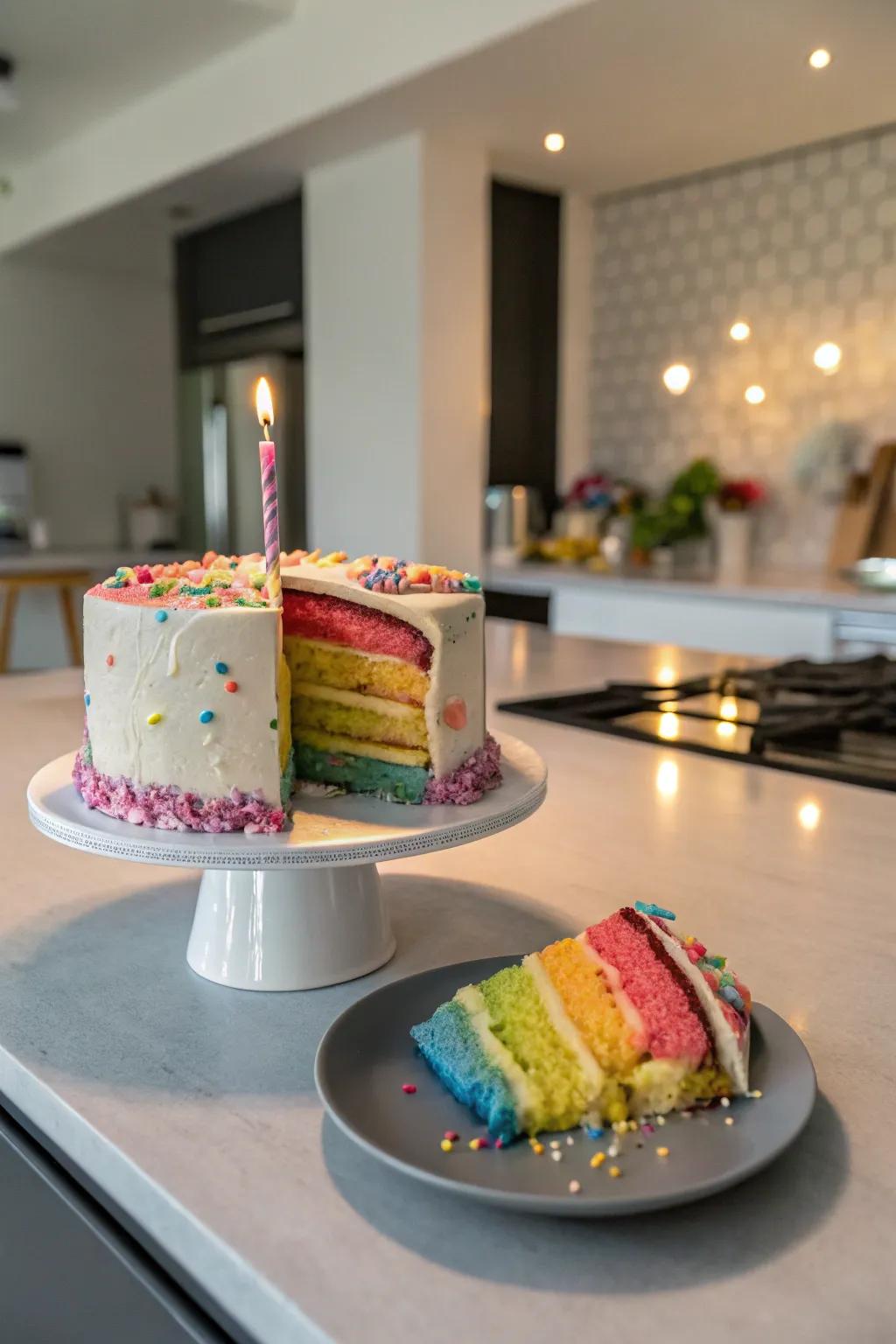 A cake with a hidden surprise that enhances excitement.