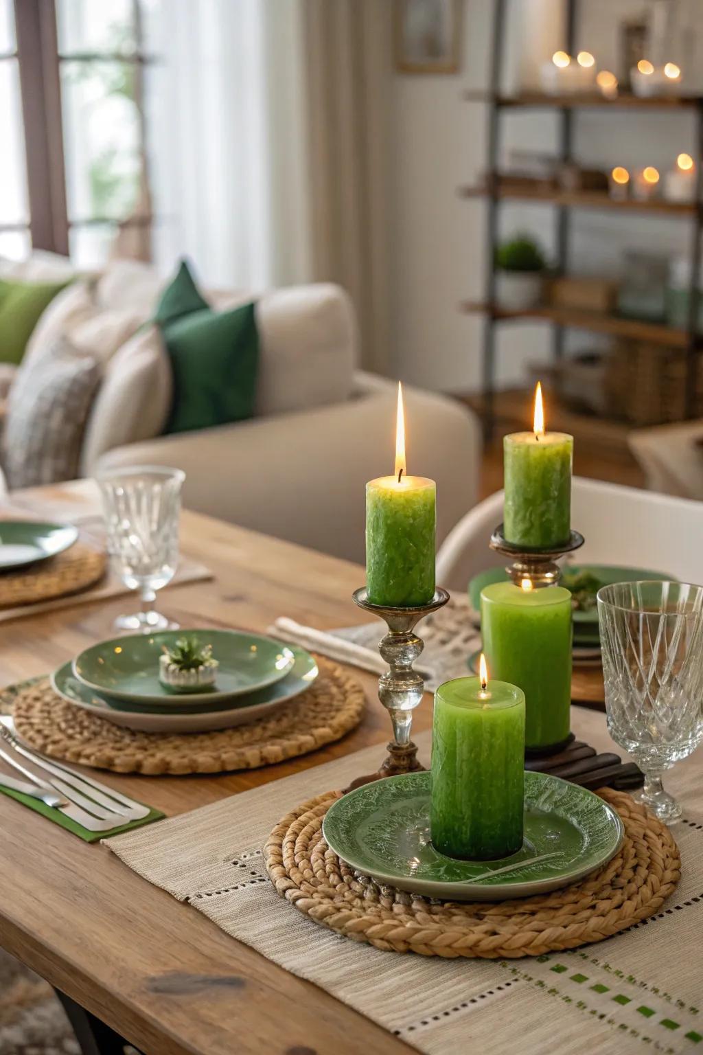 Fashion a cozy atmosphere through candlelit centerpieces.