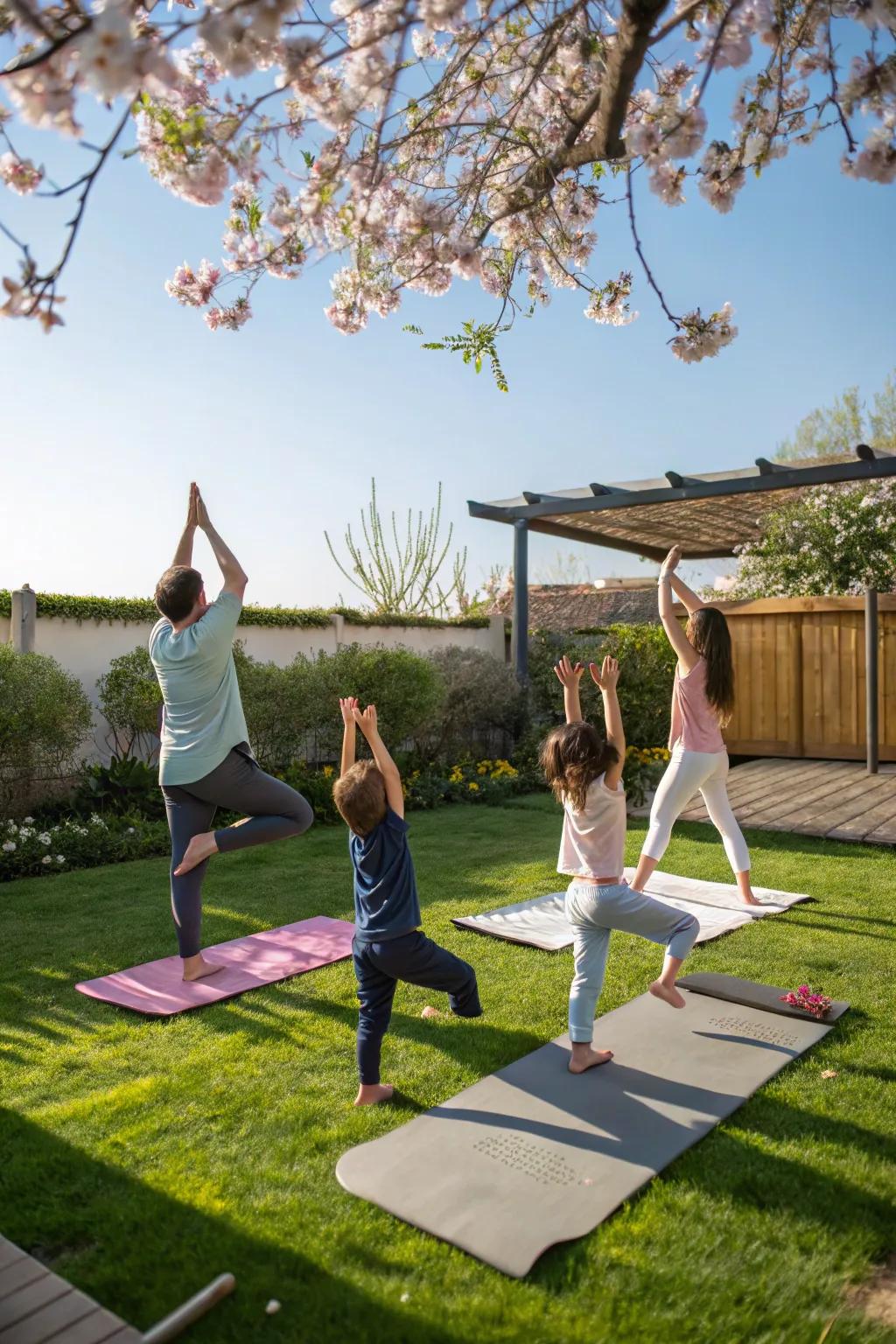Find balance and peace with a rejuvenating family yoga session.
