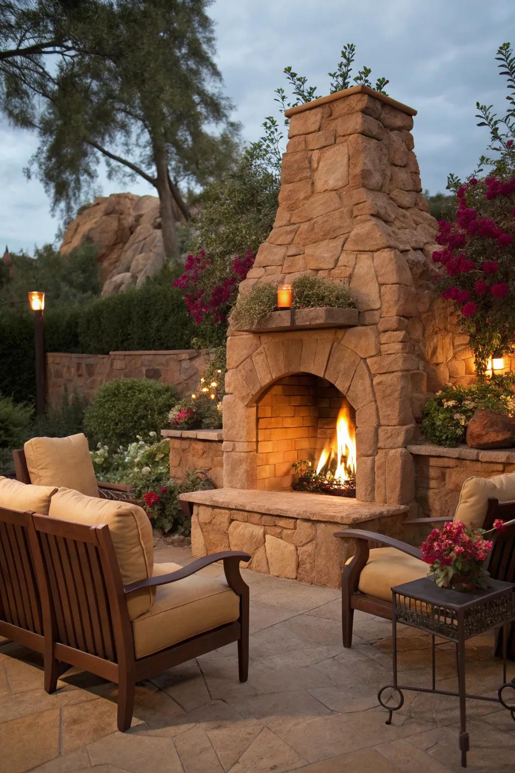 Warm and welcoming desert stone for cozy gatherings.