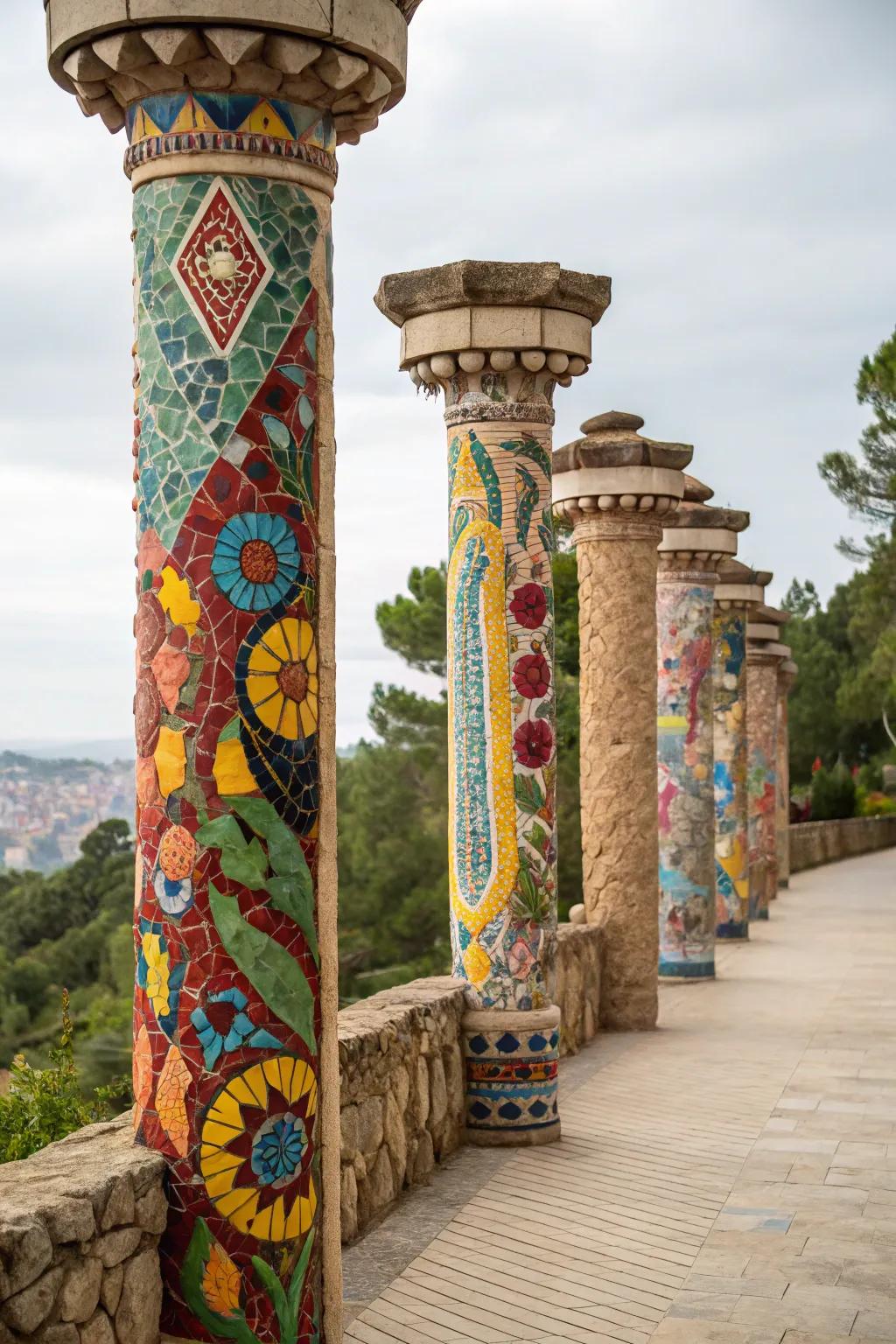Express your creativity with tile rock columns.