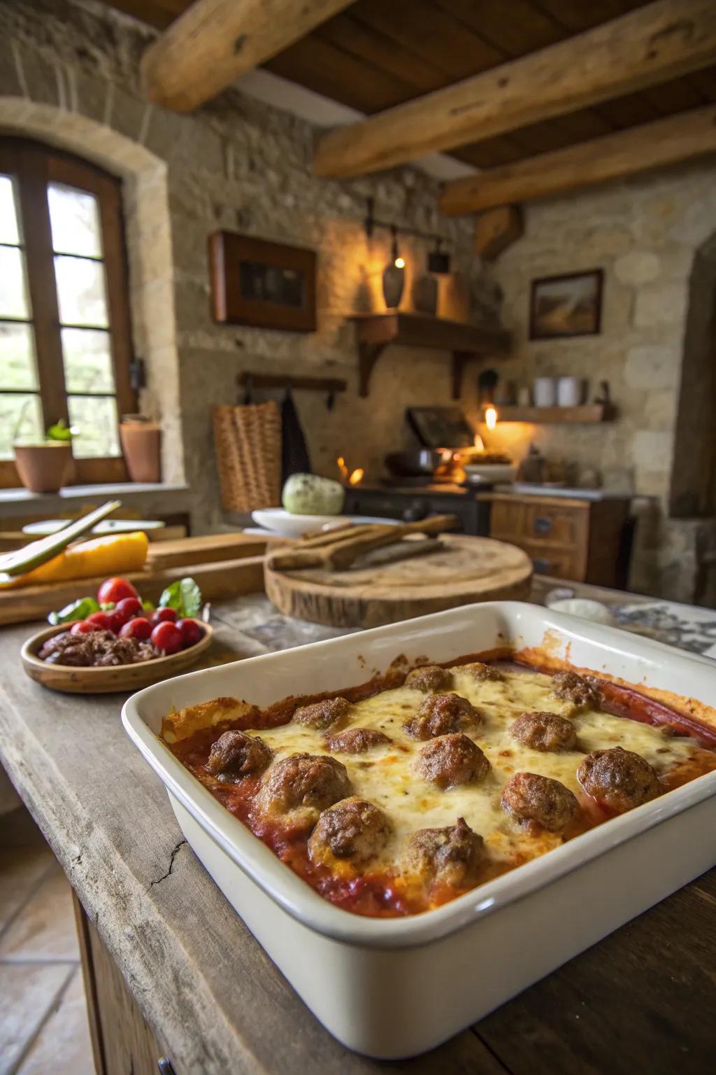 Italian spiced meat and maize mush bake, a taste of the Italian countryside.