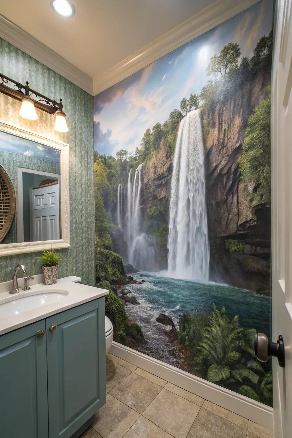 A bathing space showcasing cascades flowing upwards.