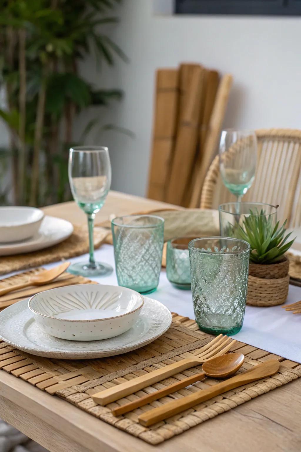 Environmentally conscious accents introducing sustainability to the table.